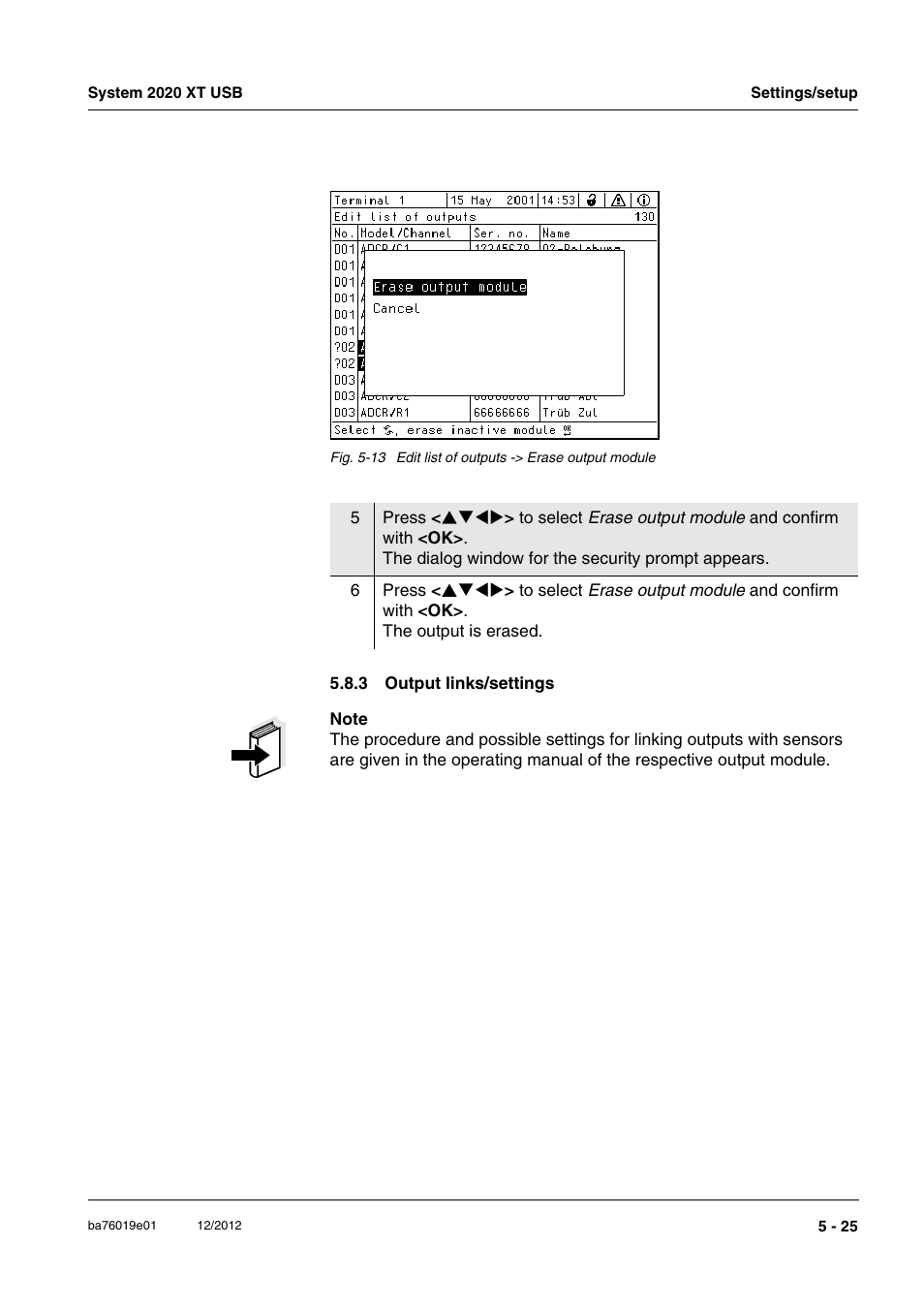 3 output links/settings, Output links/settings -25 | YSI IQ SensorNet 2020 XT Terminal User Manual | Page 145 / 196