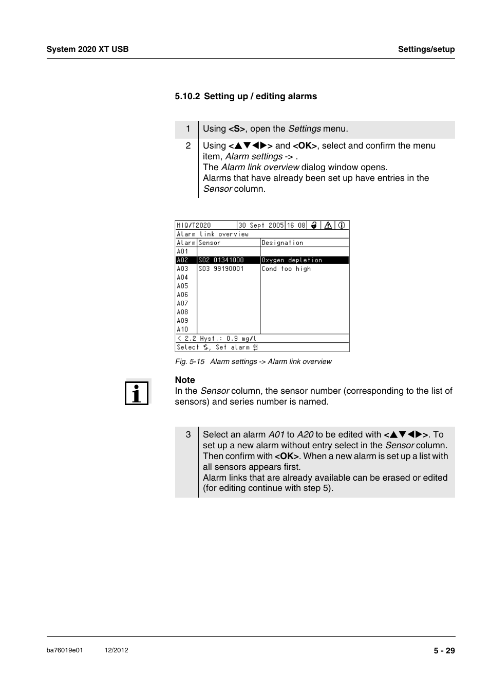 2 setting up / editing alarms, 2 setting up / editing alarms -29 | YSI IQ SensorNet 2020 XT Terminal User Manual | Page 149 / 196