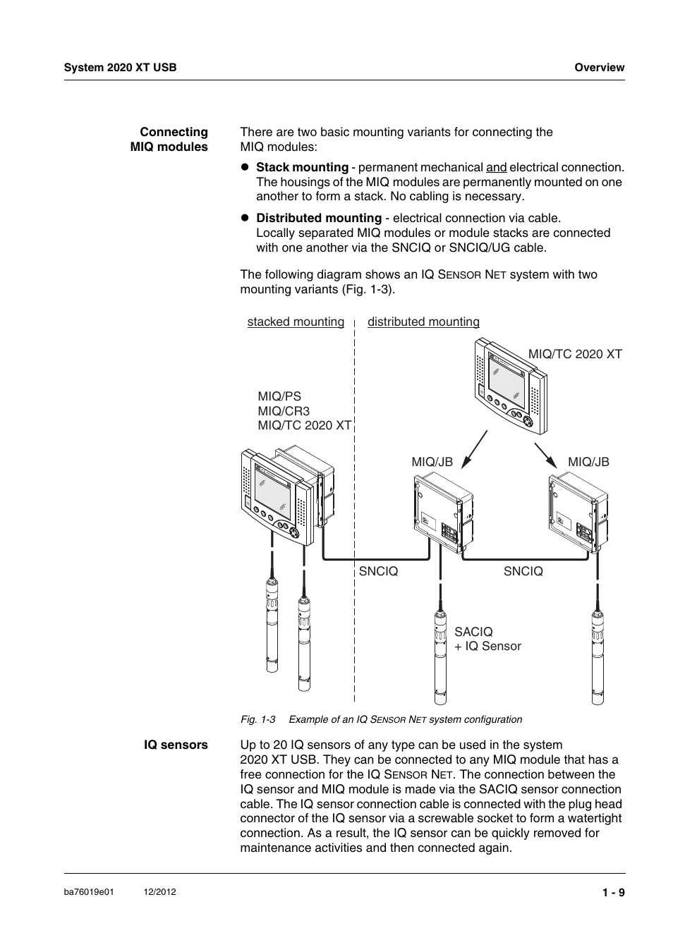 System with two mounting variants (fig. 1-3 ) | YSI IQ SensorNet 2020 XT Terminal User Manual | Page 15 / 196