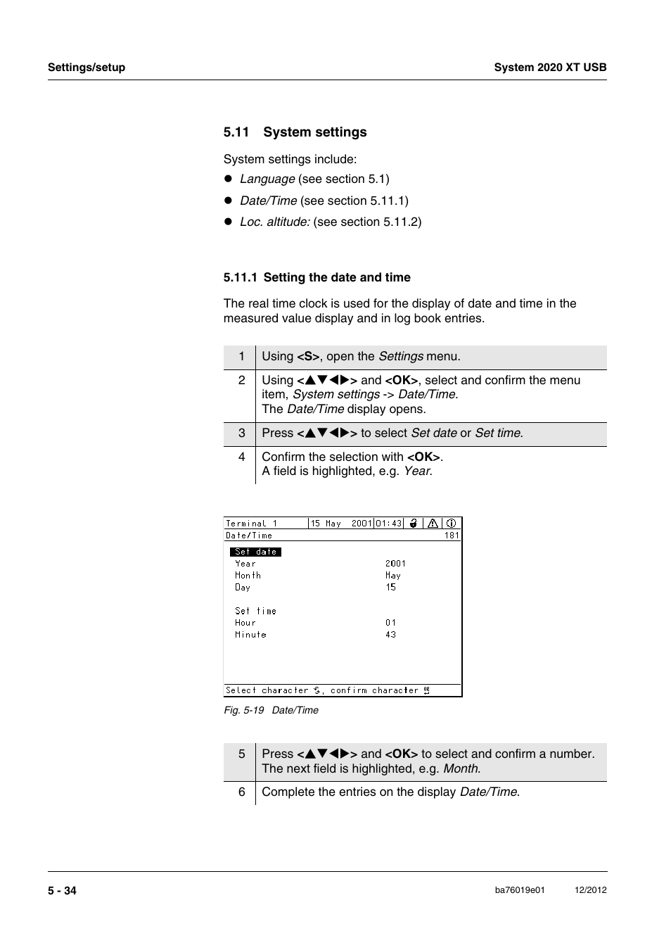 11 system settings, 1 setting the date and time, 11 system settings -34 | 1 setting the date and time -34 | YSI IQ SensorNet 2020 XT Terminal User Manual | Page 154 / 196