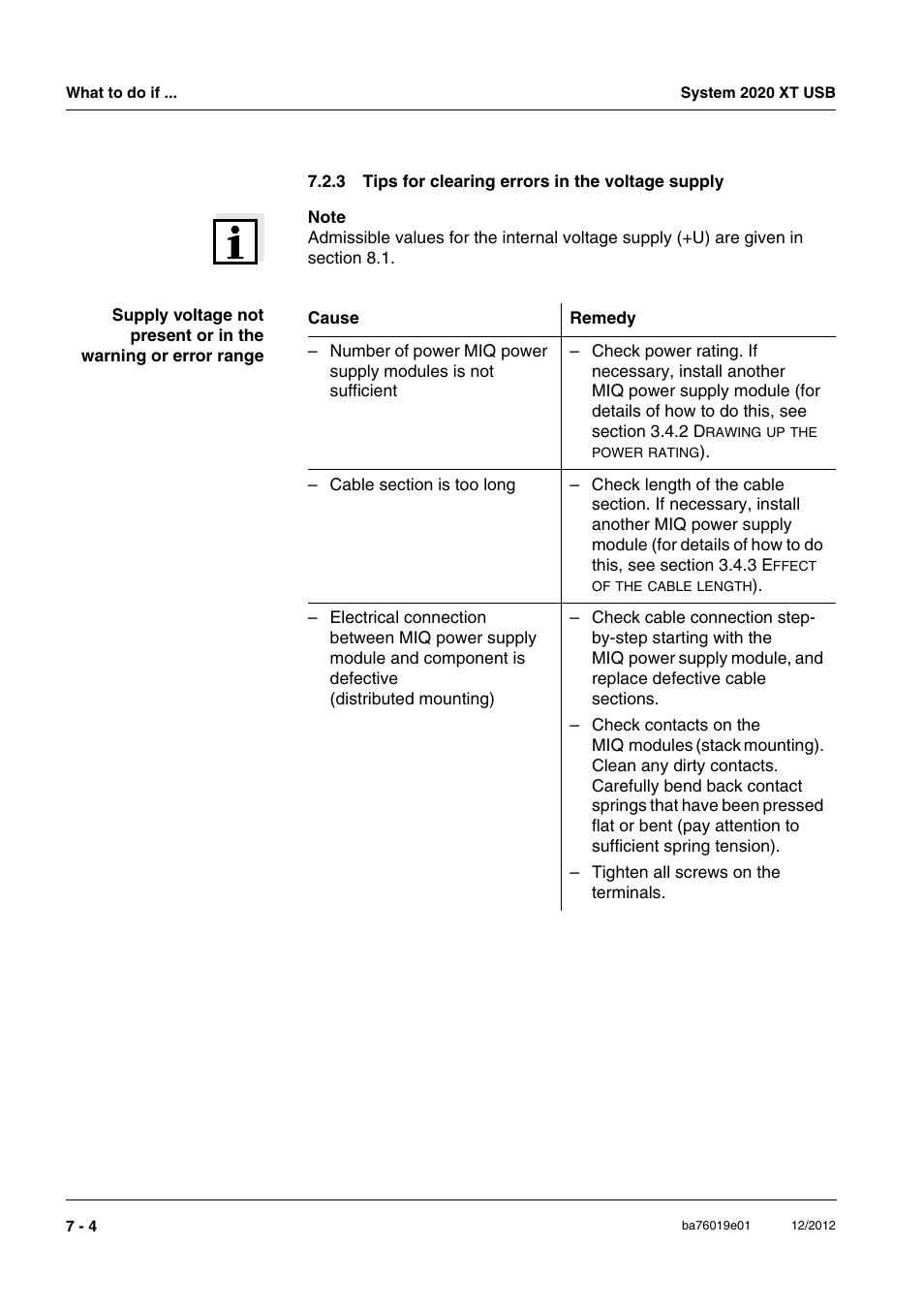 3 tips for clearing errors in the voltage supply, Tips for clearing errors in the voltage supply -4 | YSI IQ SensorNet 2020 XT Terminal User Manual | Page 164 / 196