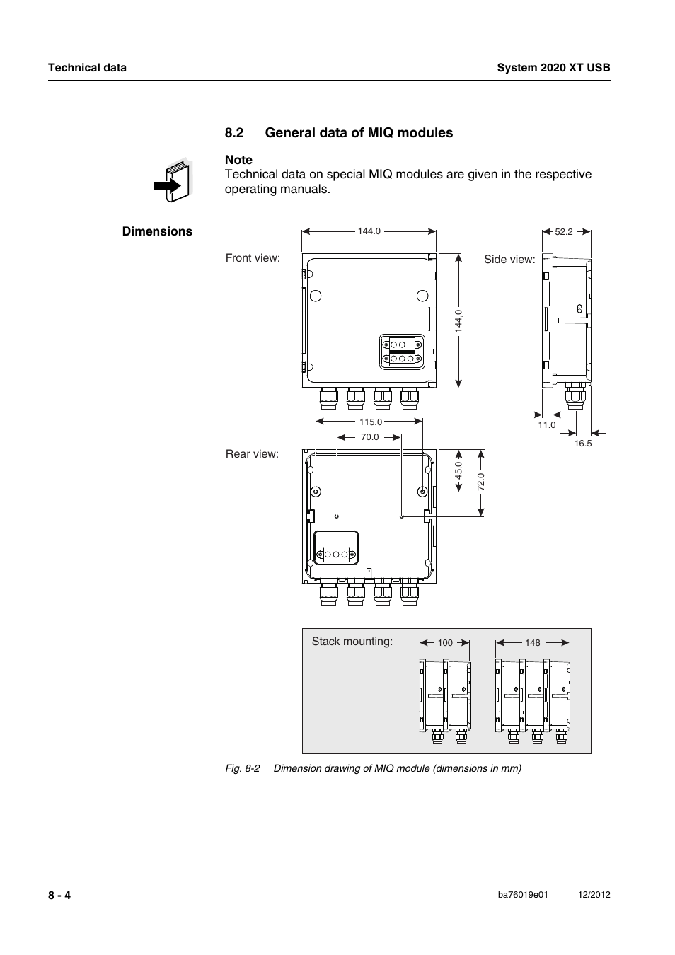 2 general data of miq modules, General data of miq modules -4 | YSI IQ SensorNet 2020 XT Terminal User Manual | Page 178 / 196