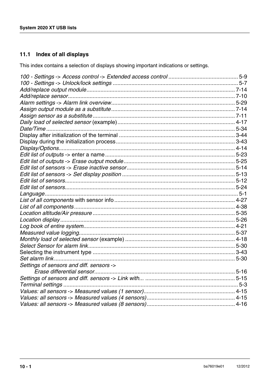 1 index of all displays, 1 index of all displays -1 | YSI IQ SensorNet 2020 XT Terminal User Manual | Page 188 / 196