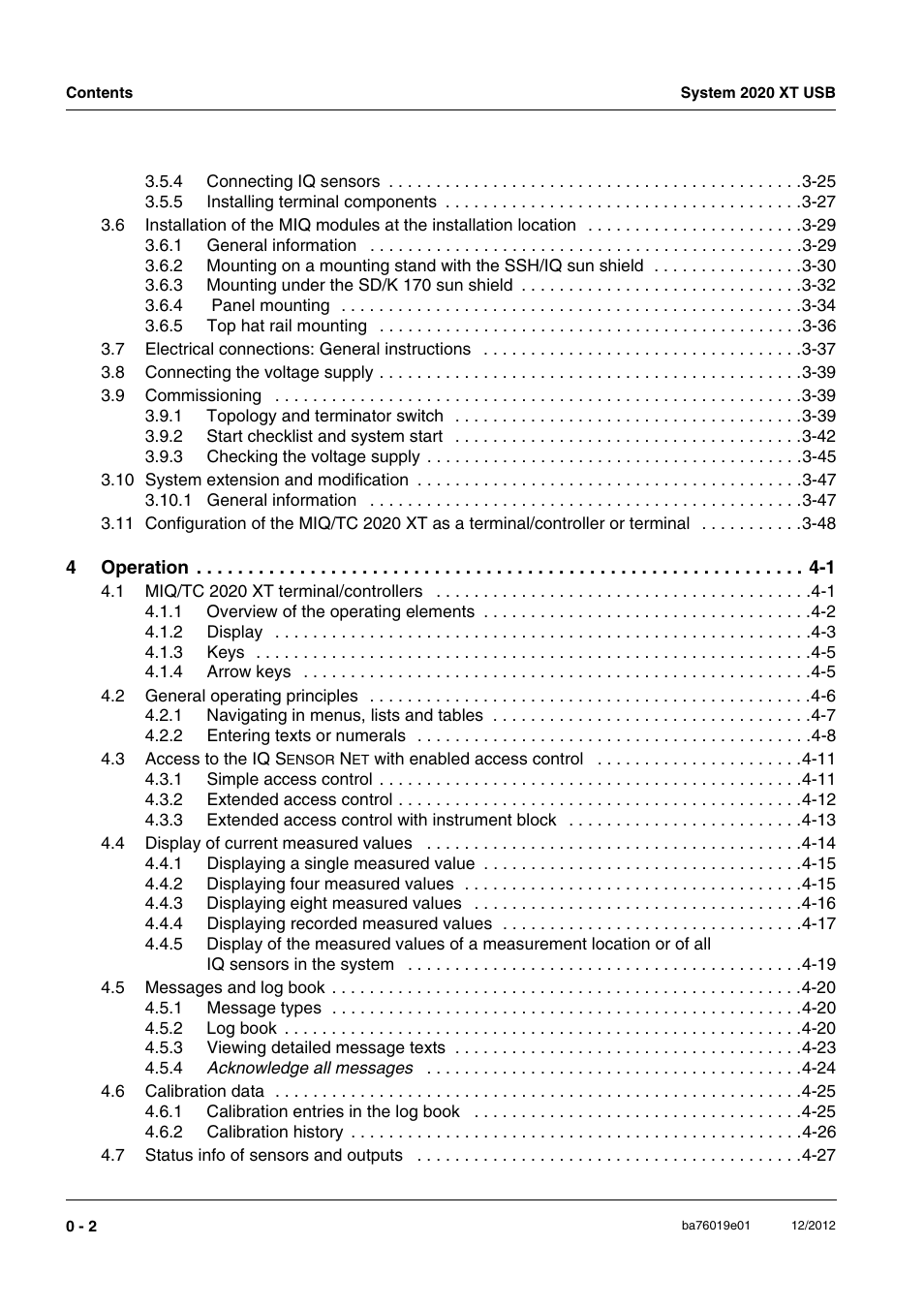 YSI IQ SensorNet 2020 XT Terminal User Manual | Page 4 / 196