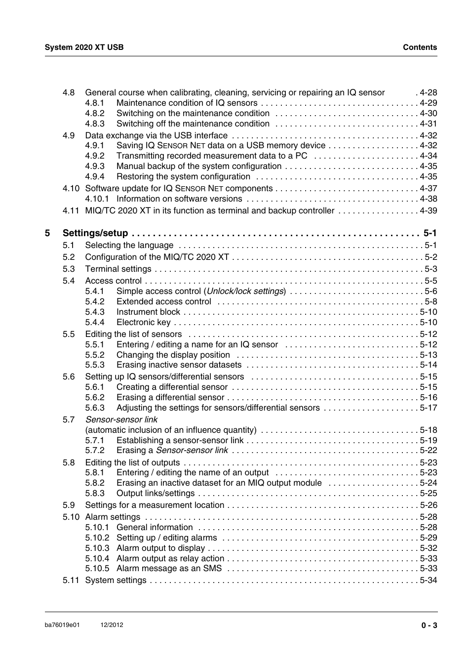 YSI IQ SensorNet 2020 XT Terminal User Manual | Page 5 / 196