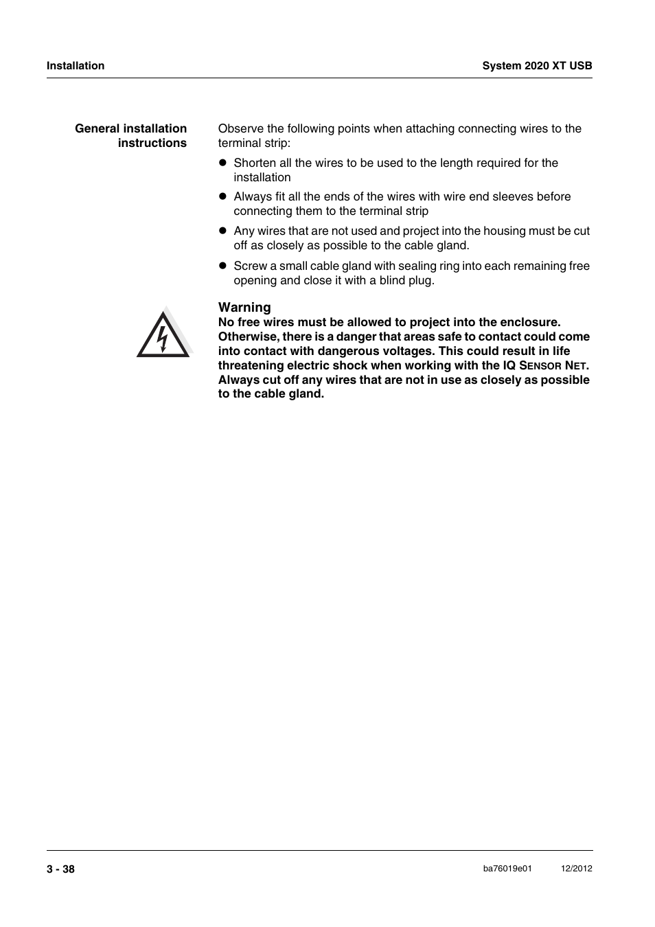 YSI IQ SensorNet 2020 XT Terminal User Manual | Page 68 / 196