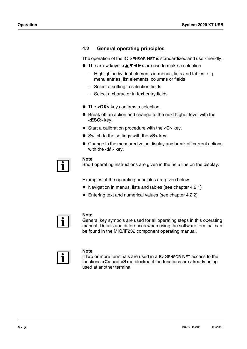 2 general operating principles, General operating principles -6 | YSI IQ SensorNet 2020 XT Terminal User Manual | Page 84 / 196