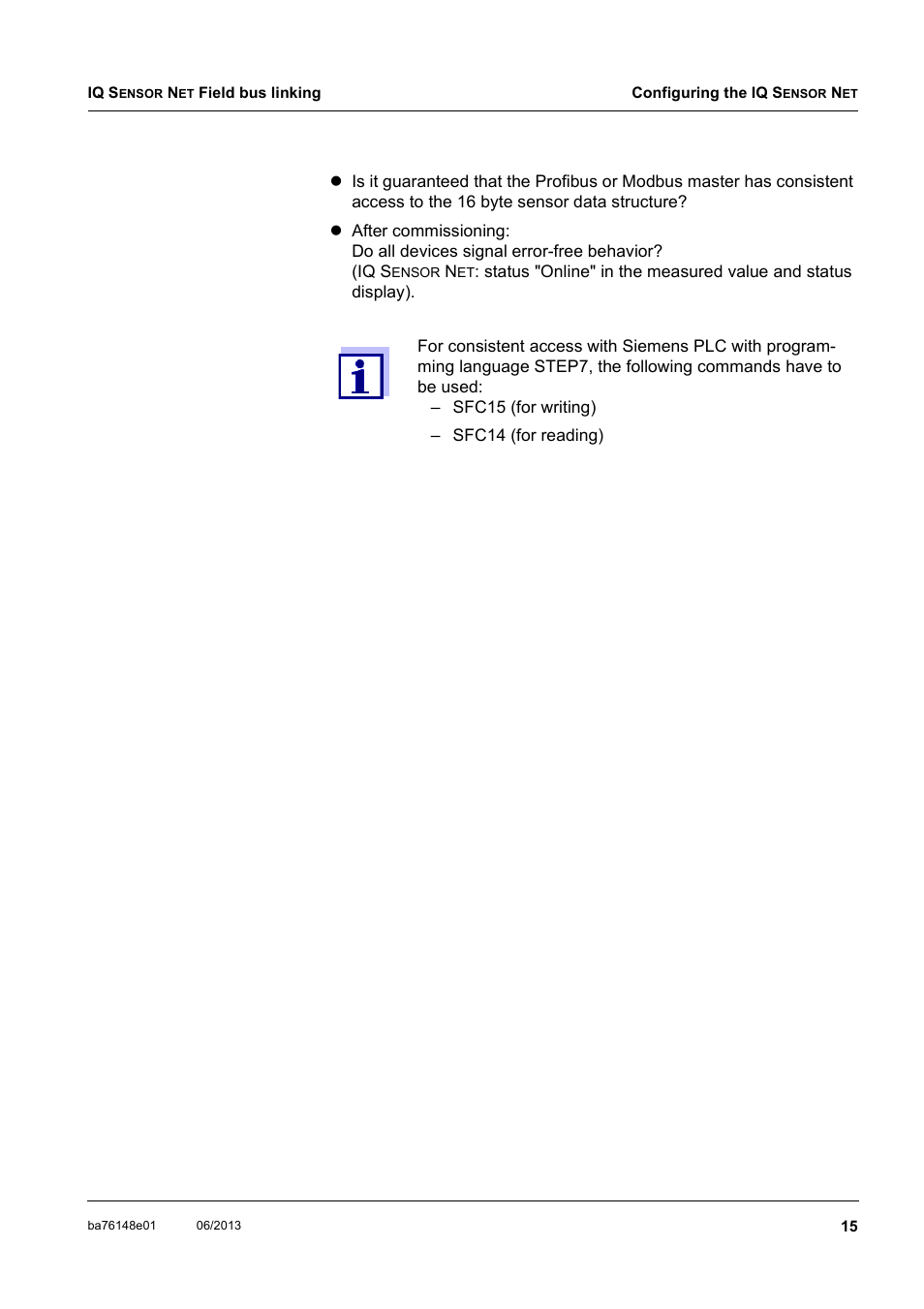 YSI IQ S ENSOR N ET Field bus linking User Manual | Page 17 / 44