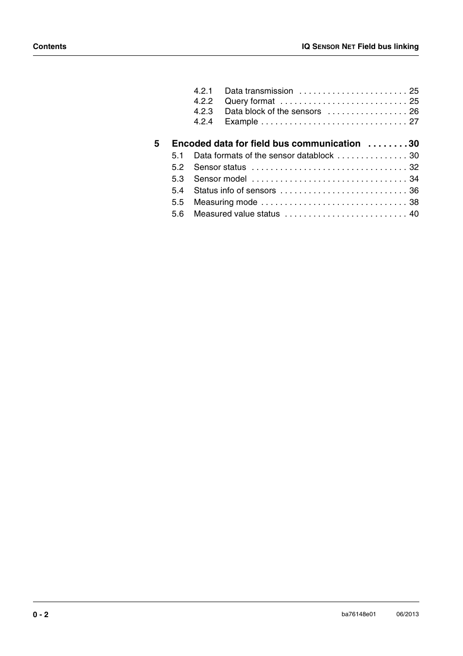 YSI IQ S ENSOR N ET Field bus linking User Manual | Page 4 / 44