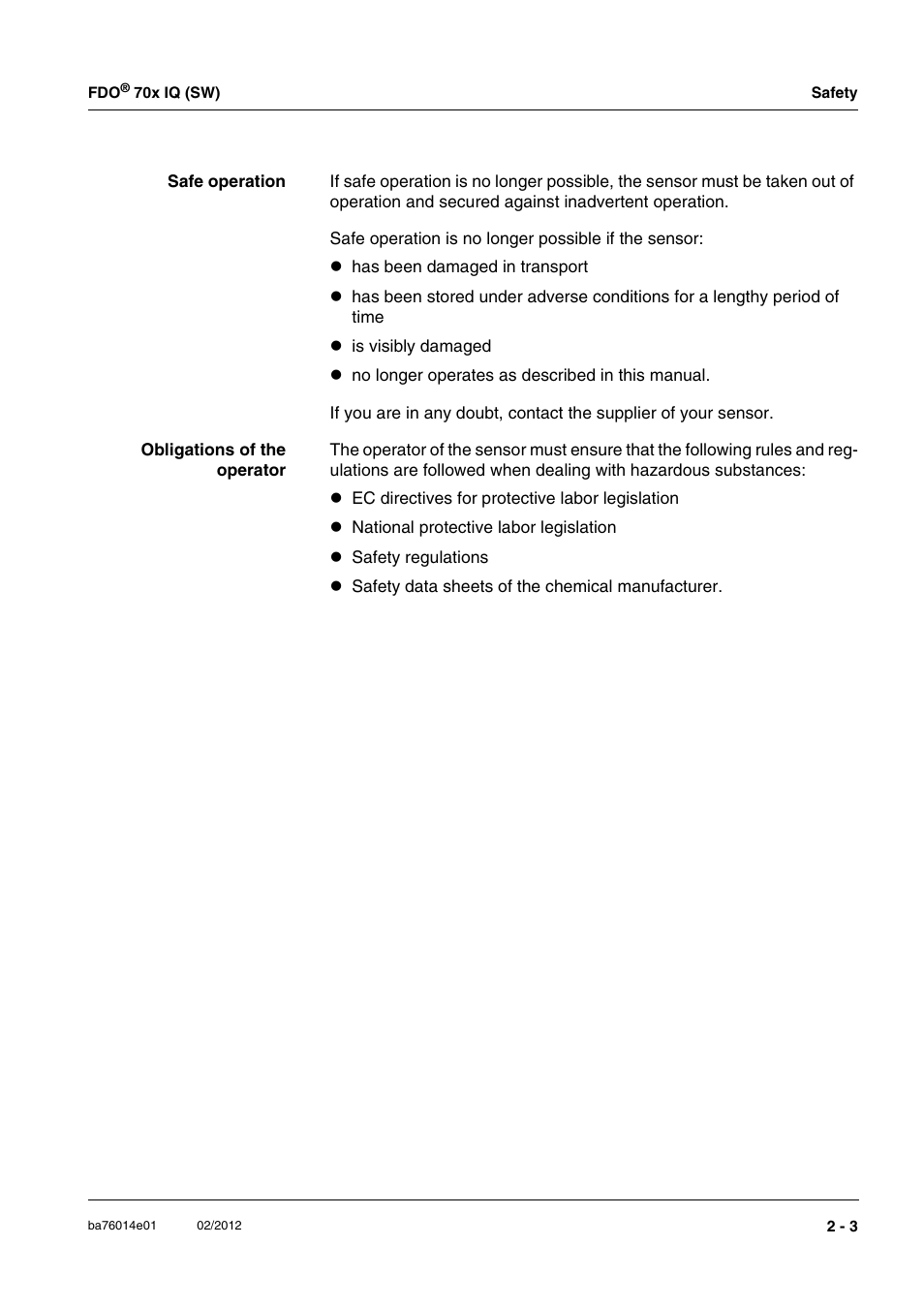 Xylem IQ SensorNet FDO 70x IQ (SW) User Manual | Page 11 / 48