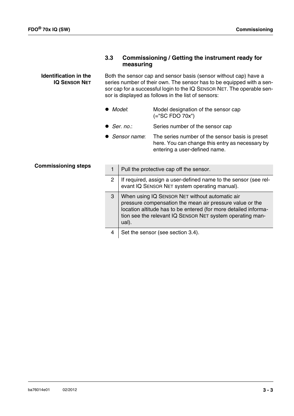 Xylem IQ SensorNet FDO 70x IQ (SW) User Manual | Page 15 / 48