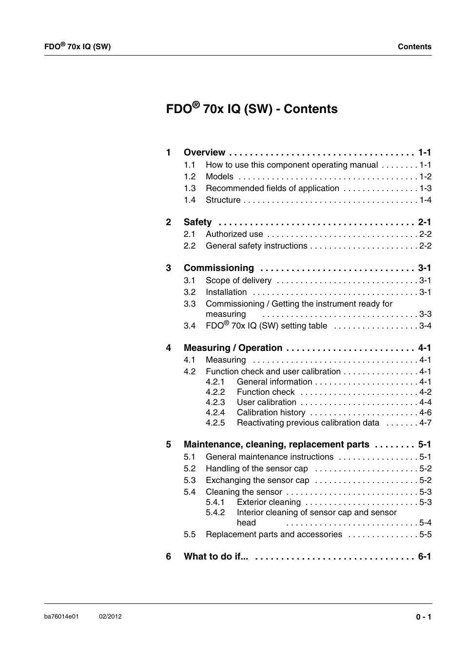70x iq (sw) - contents | Xylem IQ SensorNet FDO 70x IQ (SW) User Manual | Page 3 / 48