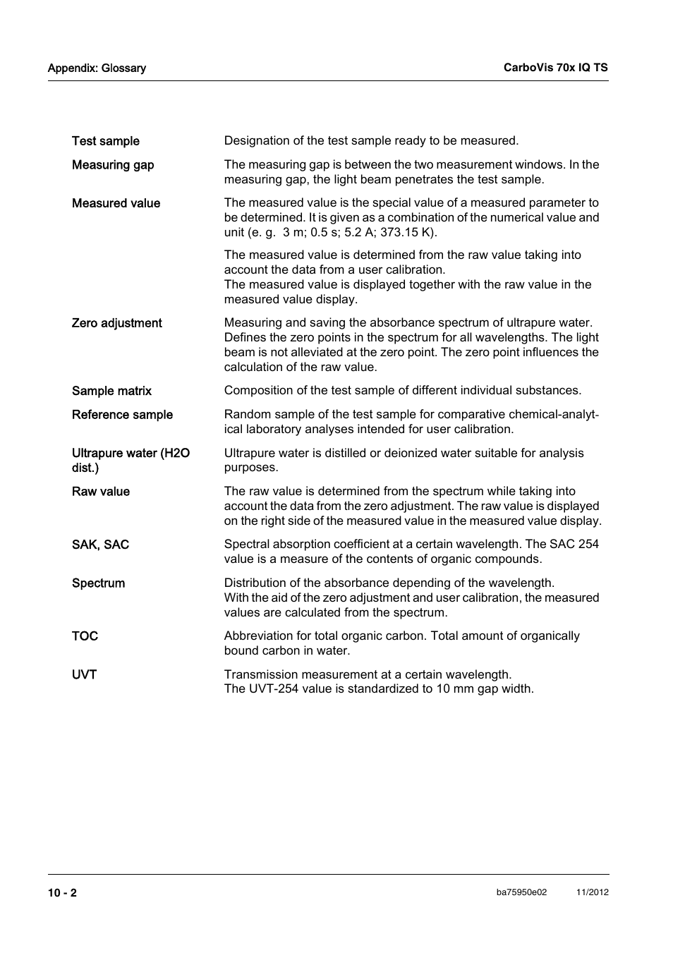 YSI CarboVis 705 IQ TS User Manual | Page 62 / 66