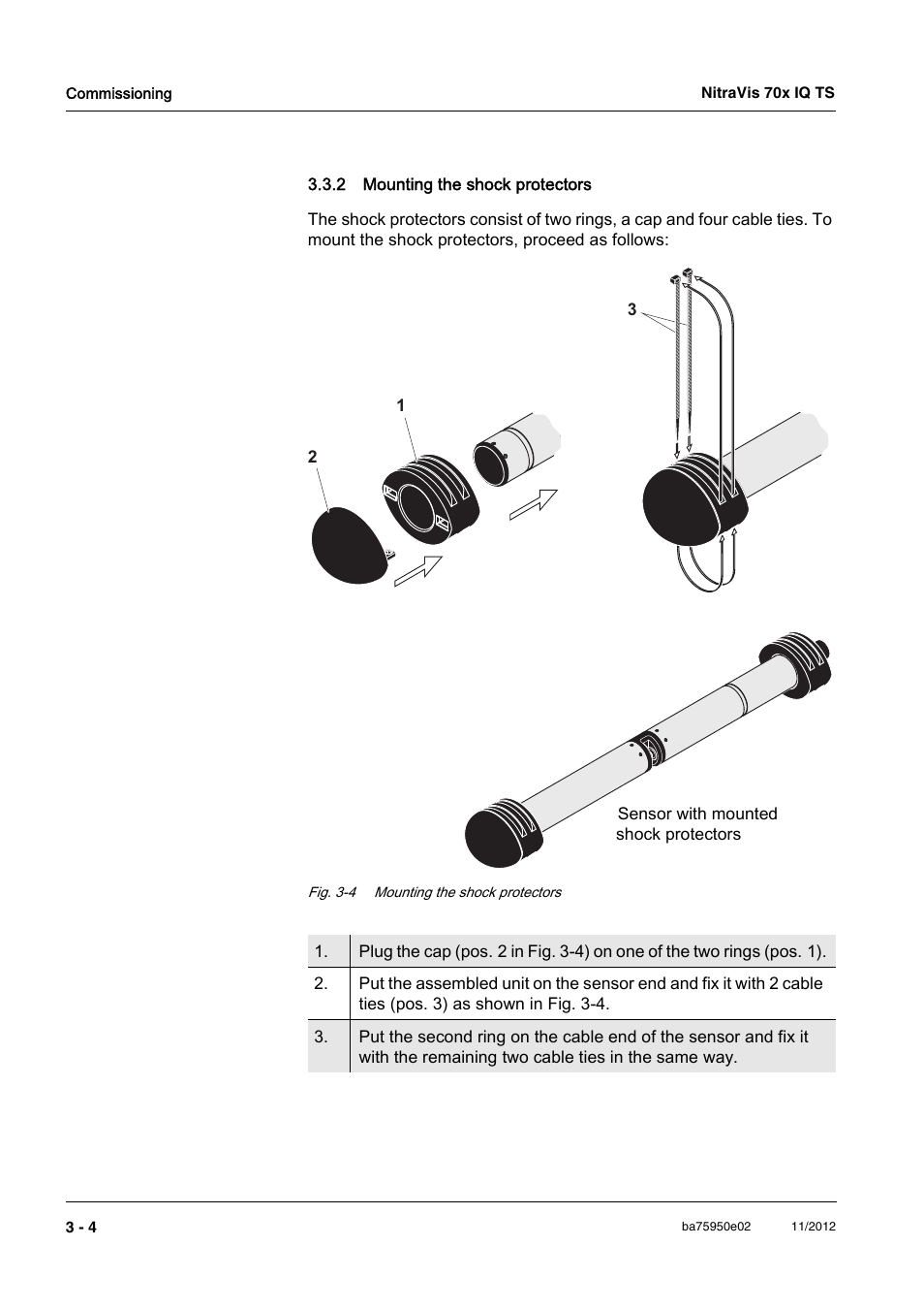 2 mounting the shock protectors, Mounting the shock protectors -4 | YSI IQ S ENSOR N ET NitraVis 70x IQ TS User Manual | Page 14 / 60