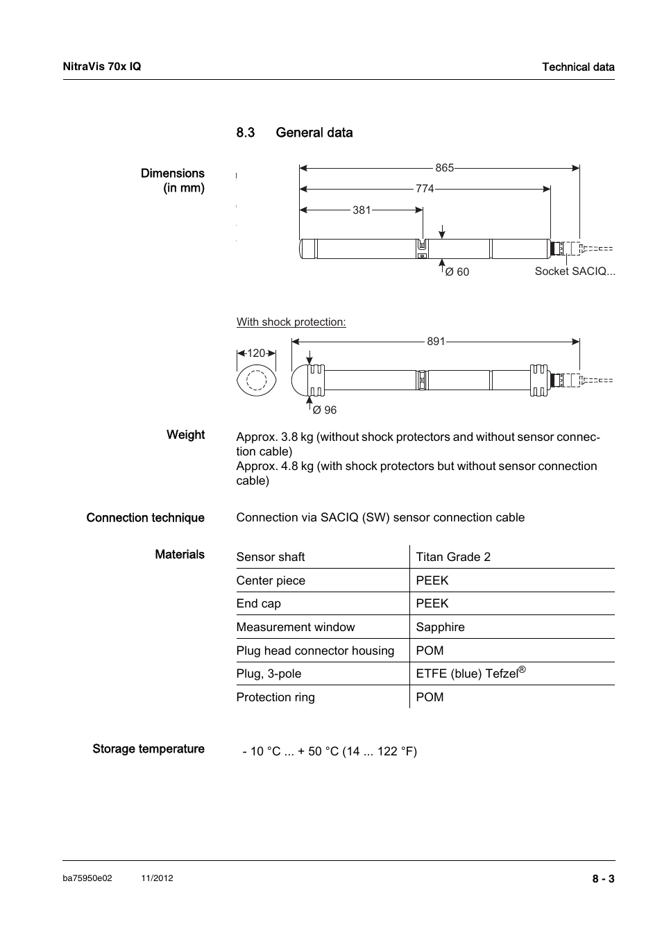 3 general data, 3 general data -3 | YSI IQ S ENSOR N ET NitraVis 70x IQ User Manual | Page 47 / 58