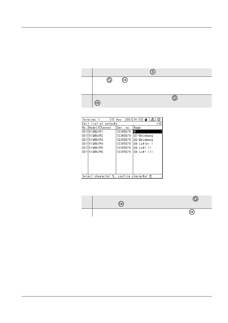 2 entering / editing the name of an output, Entering / editing the name of an output -11, Section 4.2) | YSI IQ SensorNet MIQ/R6 Module User Manual | Page 25 / 56