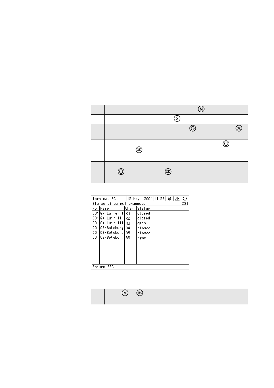 6 checking the status of outputs, Checking the status of outputs -28, Ee section 4.6 | YSI IQ SensorNet MIQ/R6 Module User Manual | Page 42 / 56
