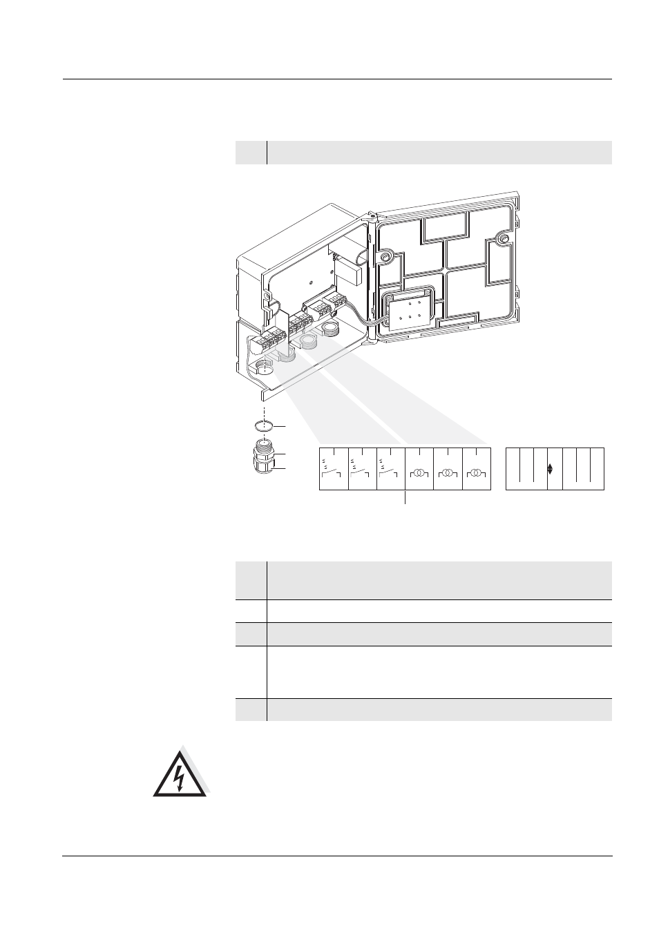 Warning, Connecting lines to the terminal strip, Miq/cr3; diq/cr3 installation 3 - 5 | YSI IQ SensorNet DIQ/CR3 User Manual | Page 13 / 66