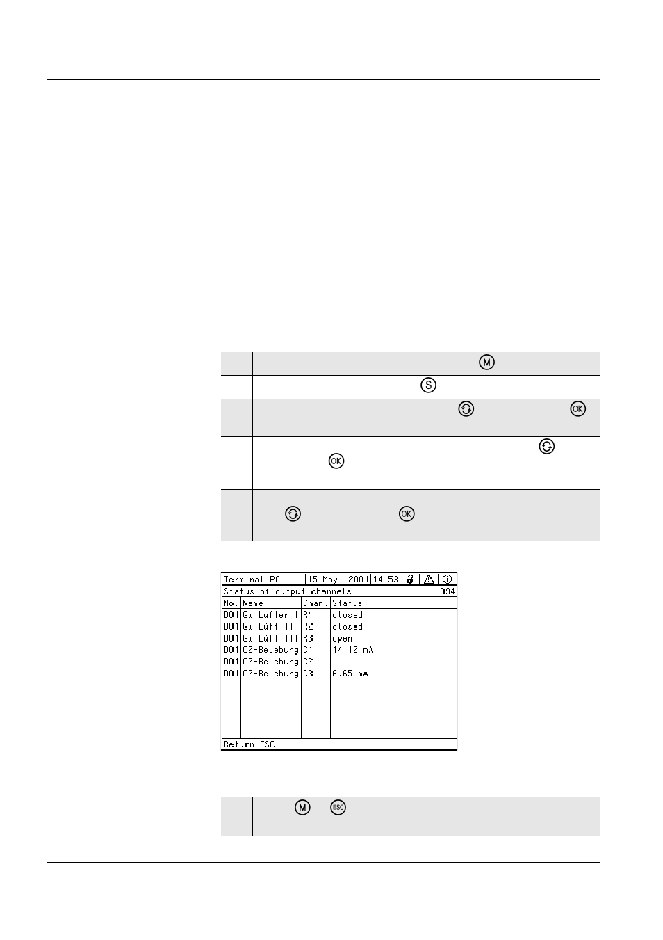 7 checking the status of the outputs, Checking the status of the outputs -38, Ee section 4.7 | YSI IQ SensorNet DIQ/CR3 User Manual | Page 52 / 66