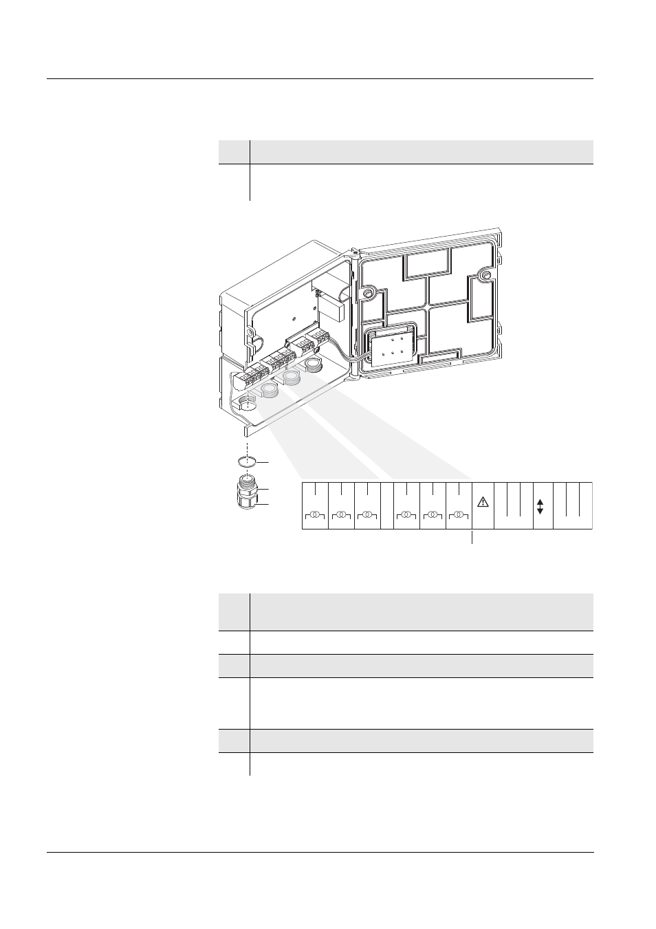 Connecting lines to the terminal strip, Installation miq/c6 3 - 4, Current outputs | YSI IQ S ENSOR N ET MIQ/C6 User Manual | Page 12 / 40