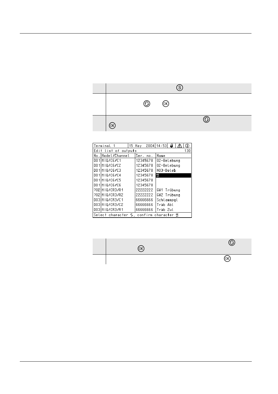 1 entering / editing the name of an output, Entering / editing the name of an output -2, Section 4.1) | YSI IQ S ENSOR N ET MIQ/C6 User Manual | Page 14 / 40