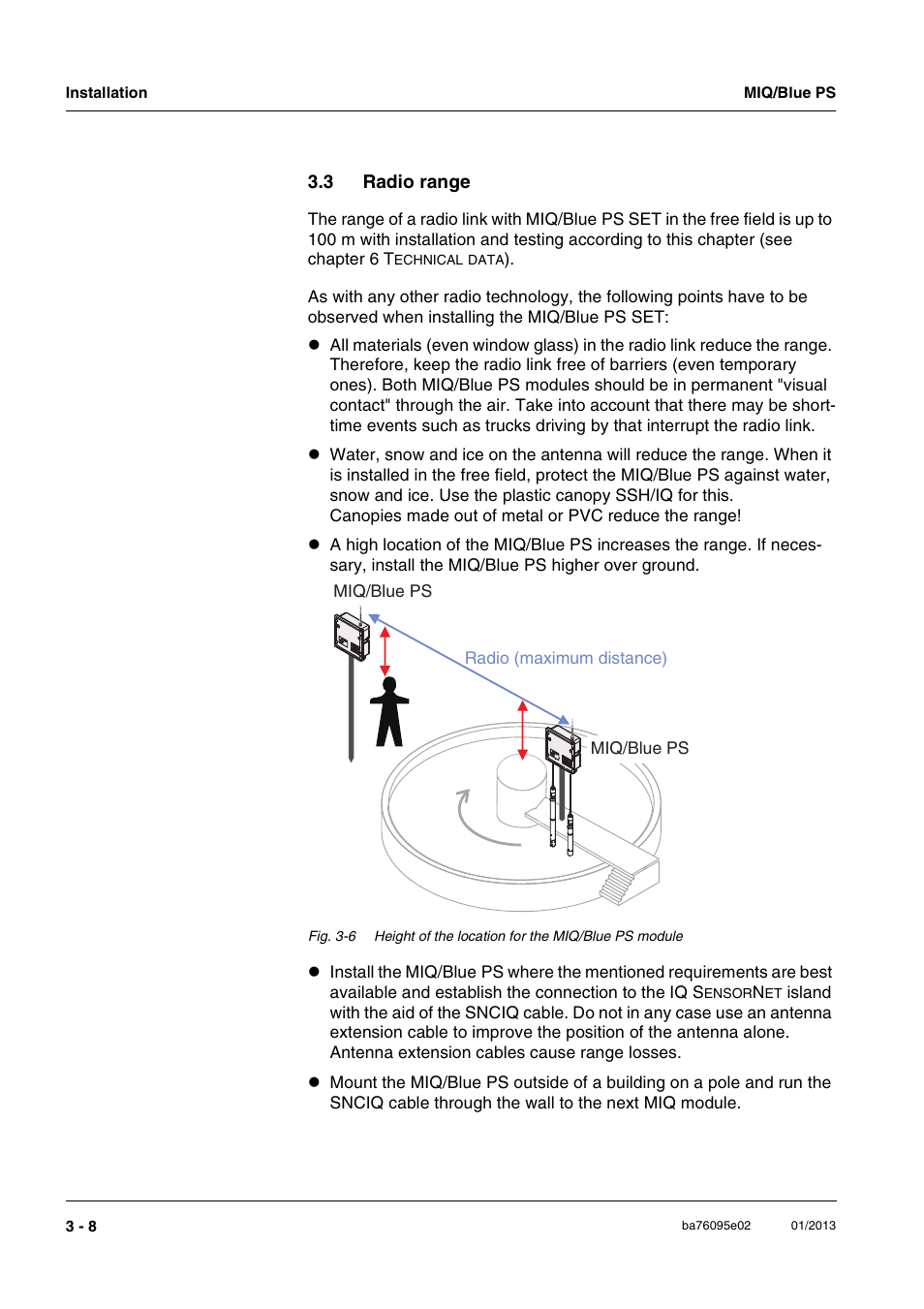 3 radio range, Radio range -8 | YSI MIQ/Blue PS Set User Manual | Page 18 / 48