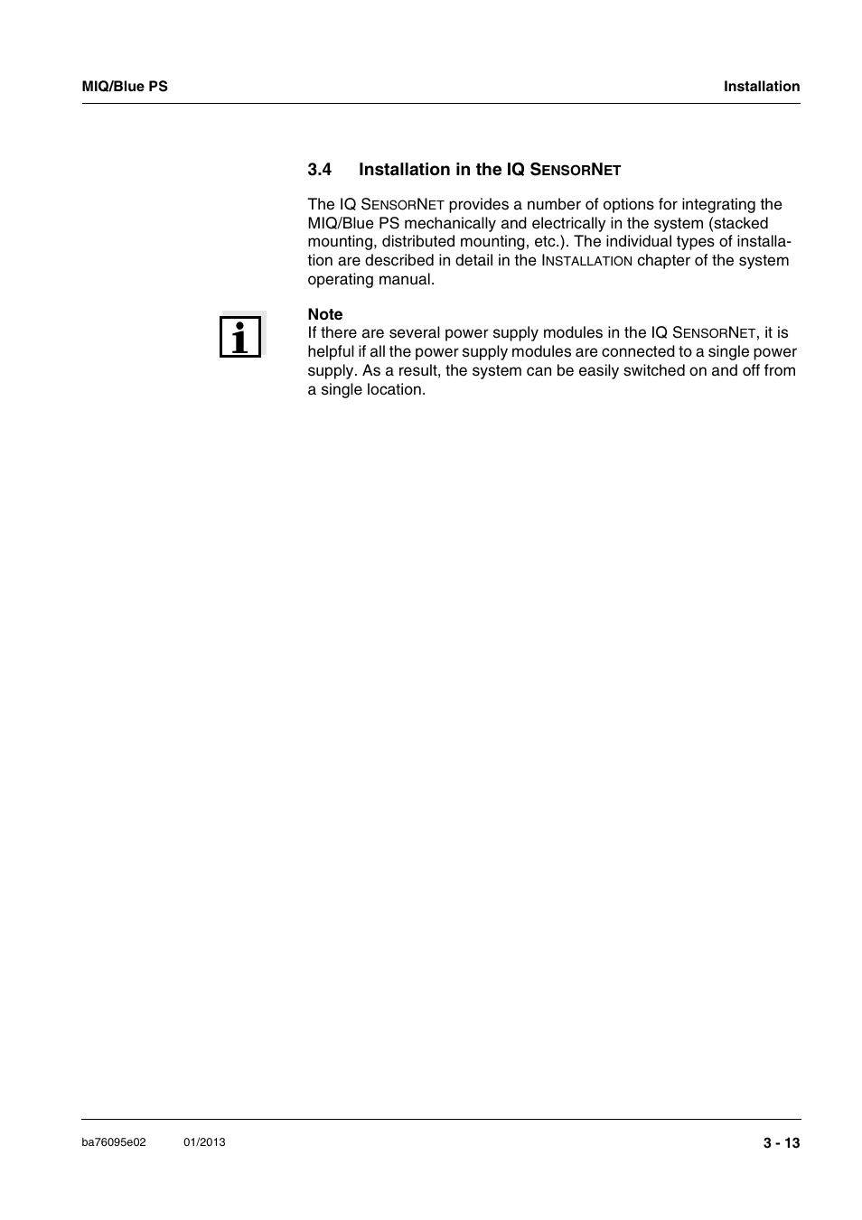 4 installation in the iq sensornet, Installation in the iq | YSI MIQ/Blue PS Set User Manual | Page 23 / 48