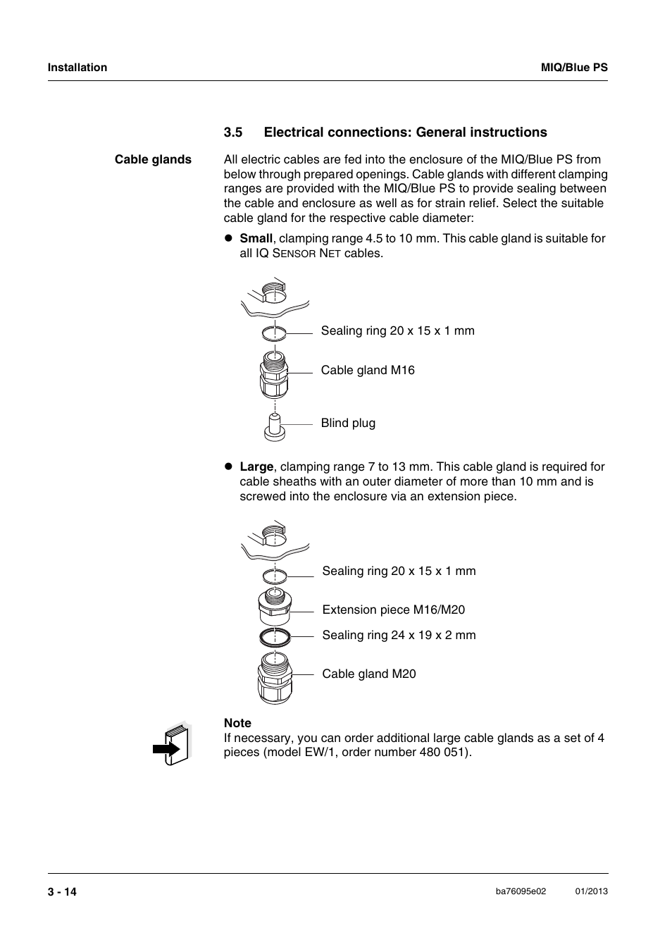 5 electrical connections: general instructions, Electrical connections: general instructions -14 | YSI MIQ/Blue PS Set User Manual | Page 24 / 48