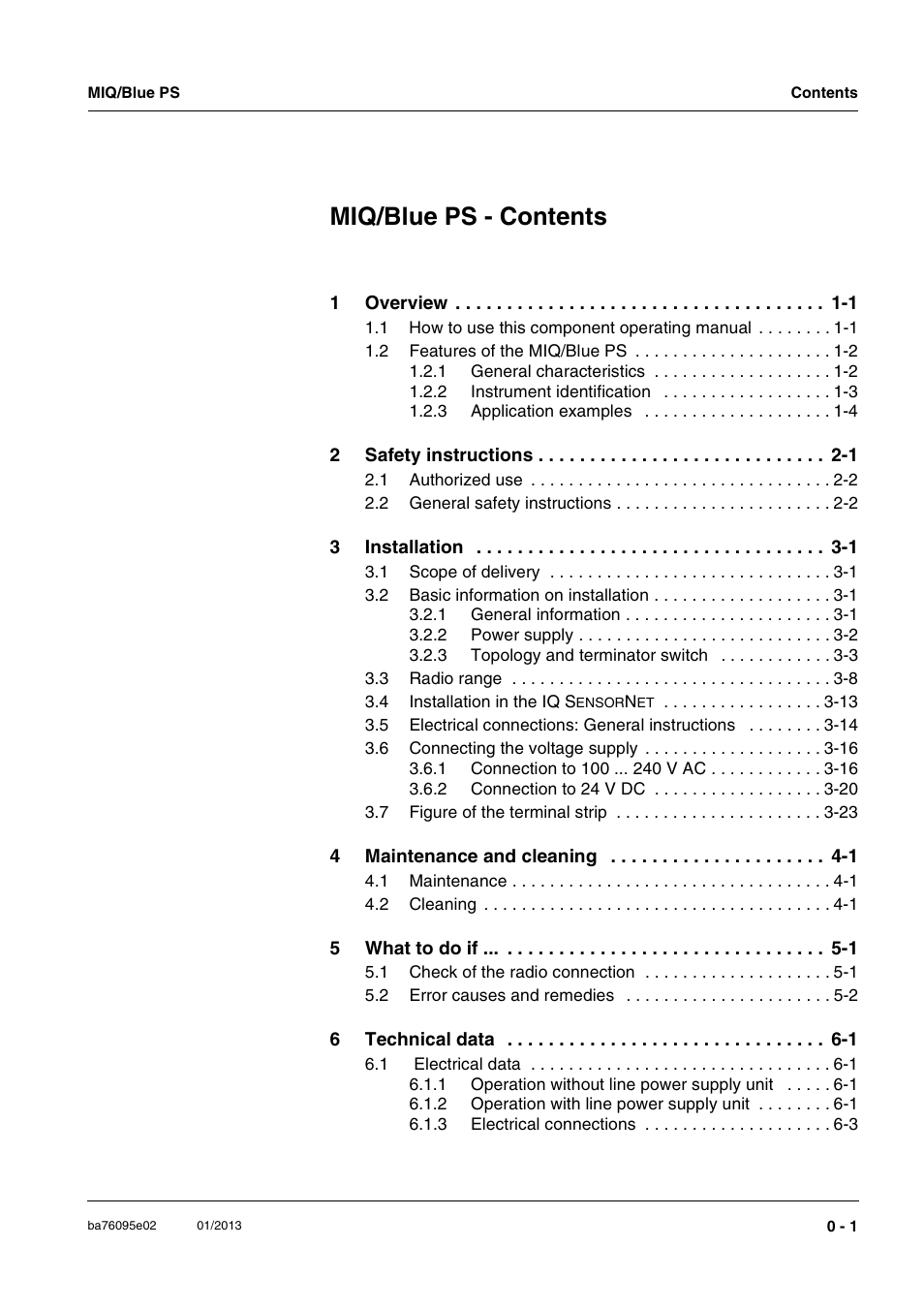 Miq/blue ps - contents | YSI MIQ/Blue PS Set User Manual | Page 3 / 48