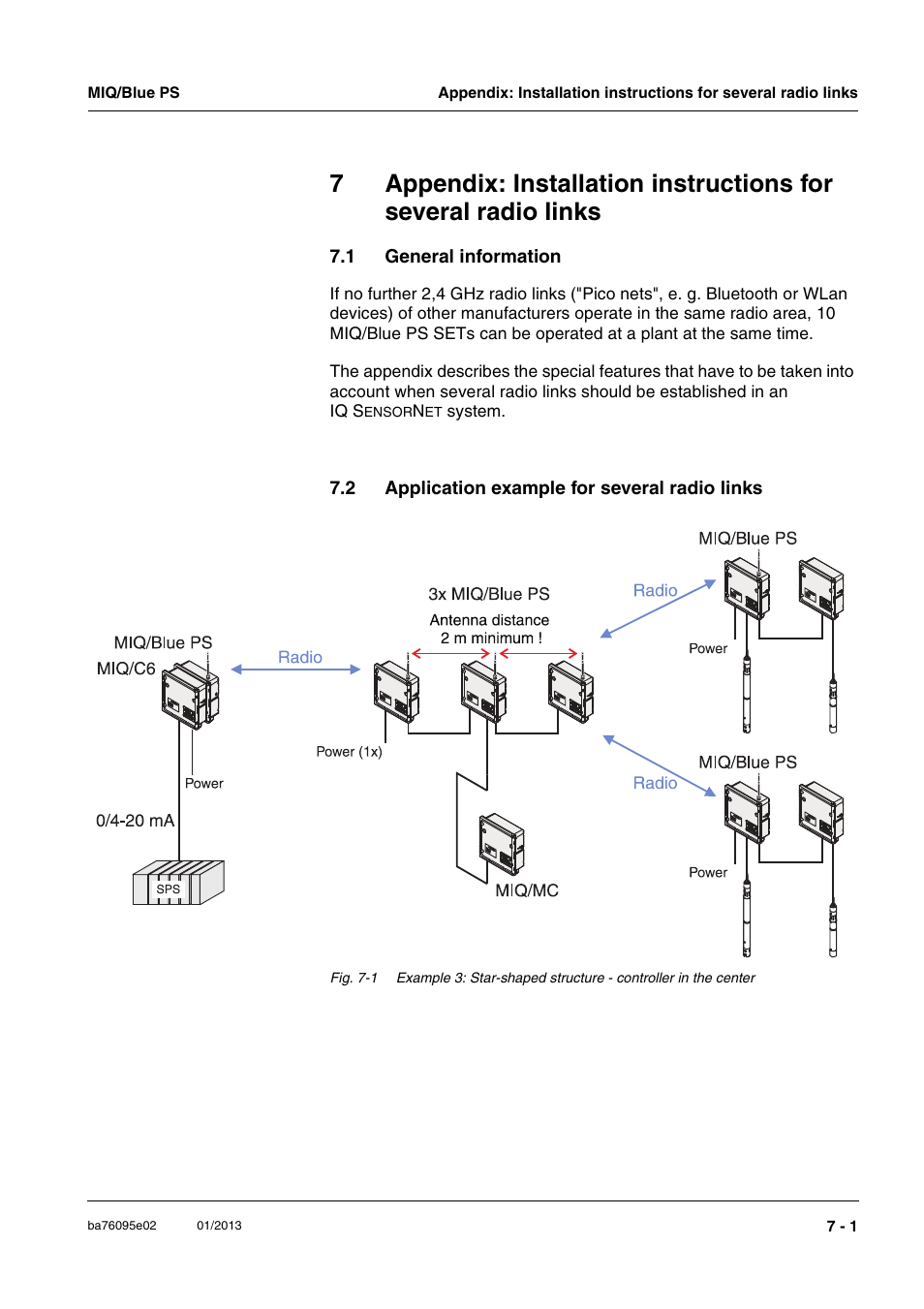 1 general information, 2 application example for several radio links, General information -1 | Application example for several radio links -1 | YSI MIQ/Blue PS Set User Manual | Page 43 / 48