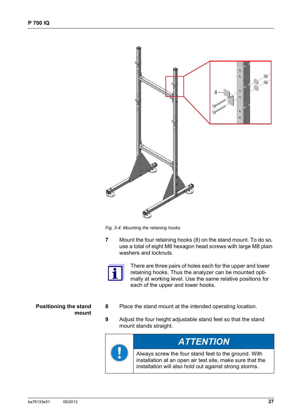 Attention | YSI P 700 IQ Analyzer User Manual | Page 27 / 116