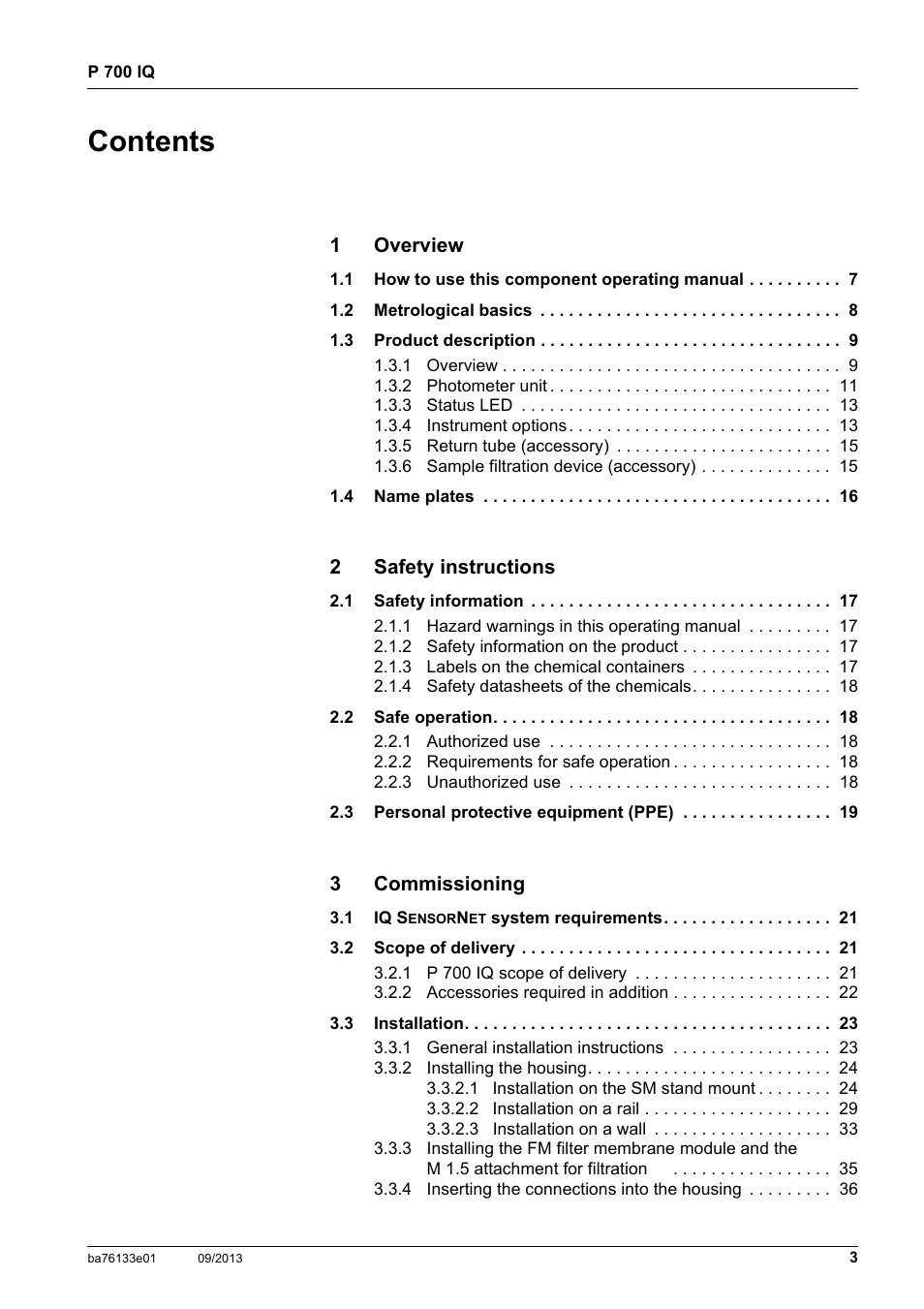 YSI P 700 IQ Analyzer User Manual | Page 3 / 116