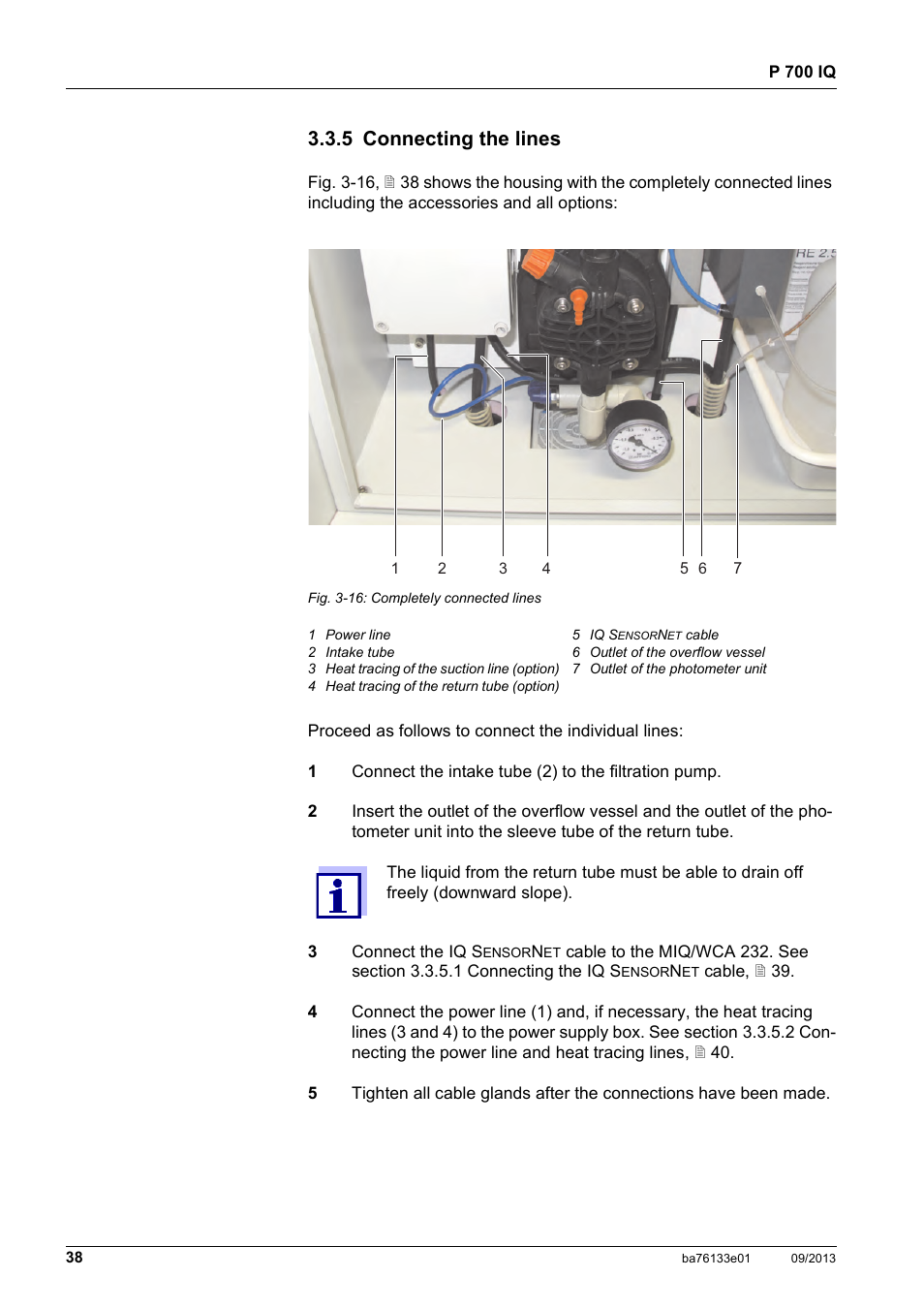 5 connecting the lines | YSI P 700 IQ Analyzer User Manual | Page 38 / 116