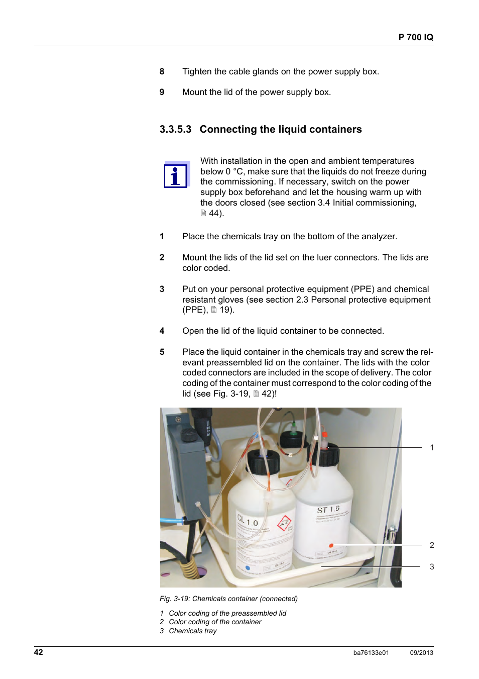 3 connecting the liquid containers | YSI P 700 IQ Analyzer User Manual | Page 42 / 116
