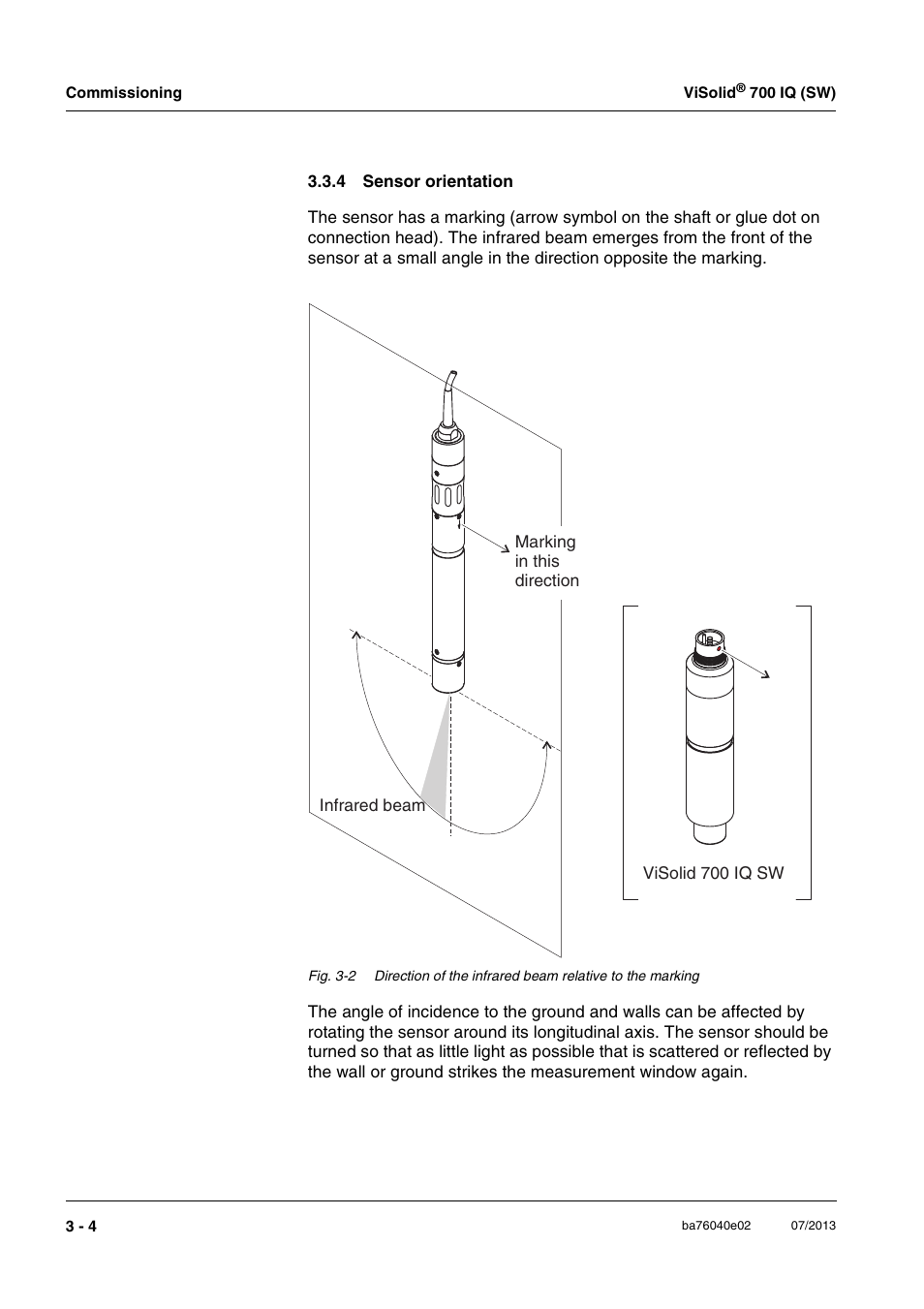 4 sensor orientation, Sensor orientation -4 | Xylem IQ SensorNet ViSolid 700 IQ (SW) User Manual | Page 16 / 58