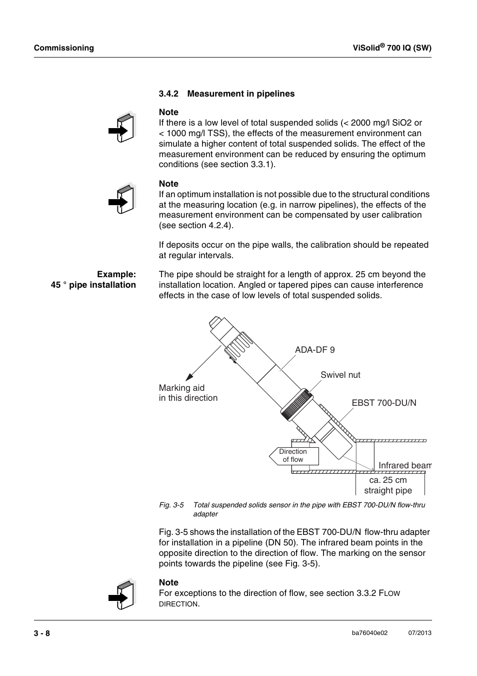 2 measurement in pipelines, Measurement in pipelines -8 | Xylem IQ SensorNet ViSolid 700 IQ (SW) User Manual | Page 20 / 58