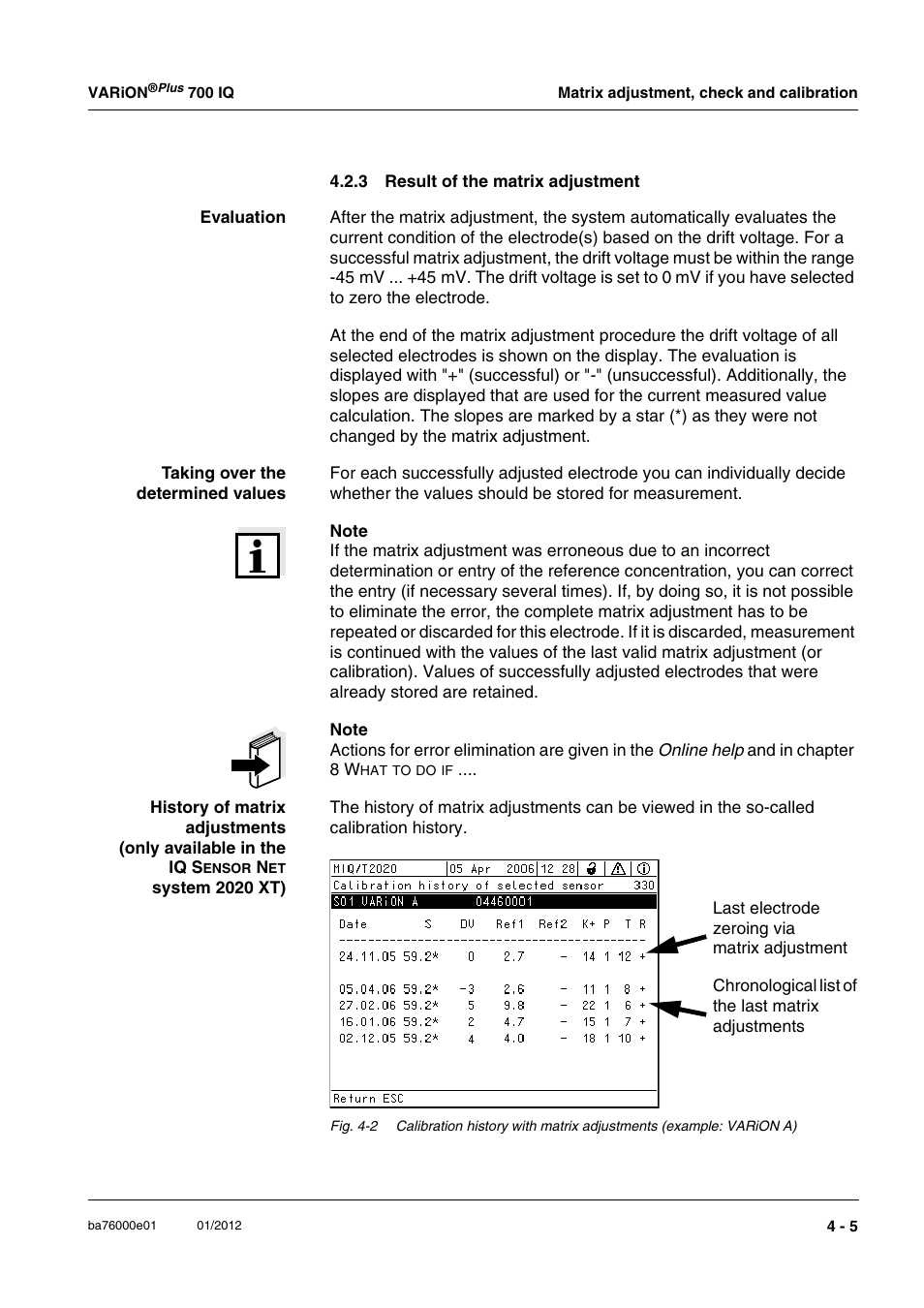 3 result of the matrix adjustment, Result of the matrix adjustment -5 | YSI IQ S ENSOR N ET VARiON Plus 700 IQ User Manual | Page 35 / 72