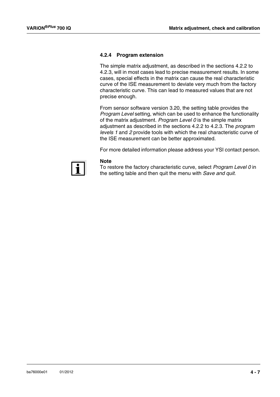 4 program extension, Program extension -7 | YSI IQ S ENSOR N ET VARiON Plus 700 IQ User Manual | Page 37 / 72