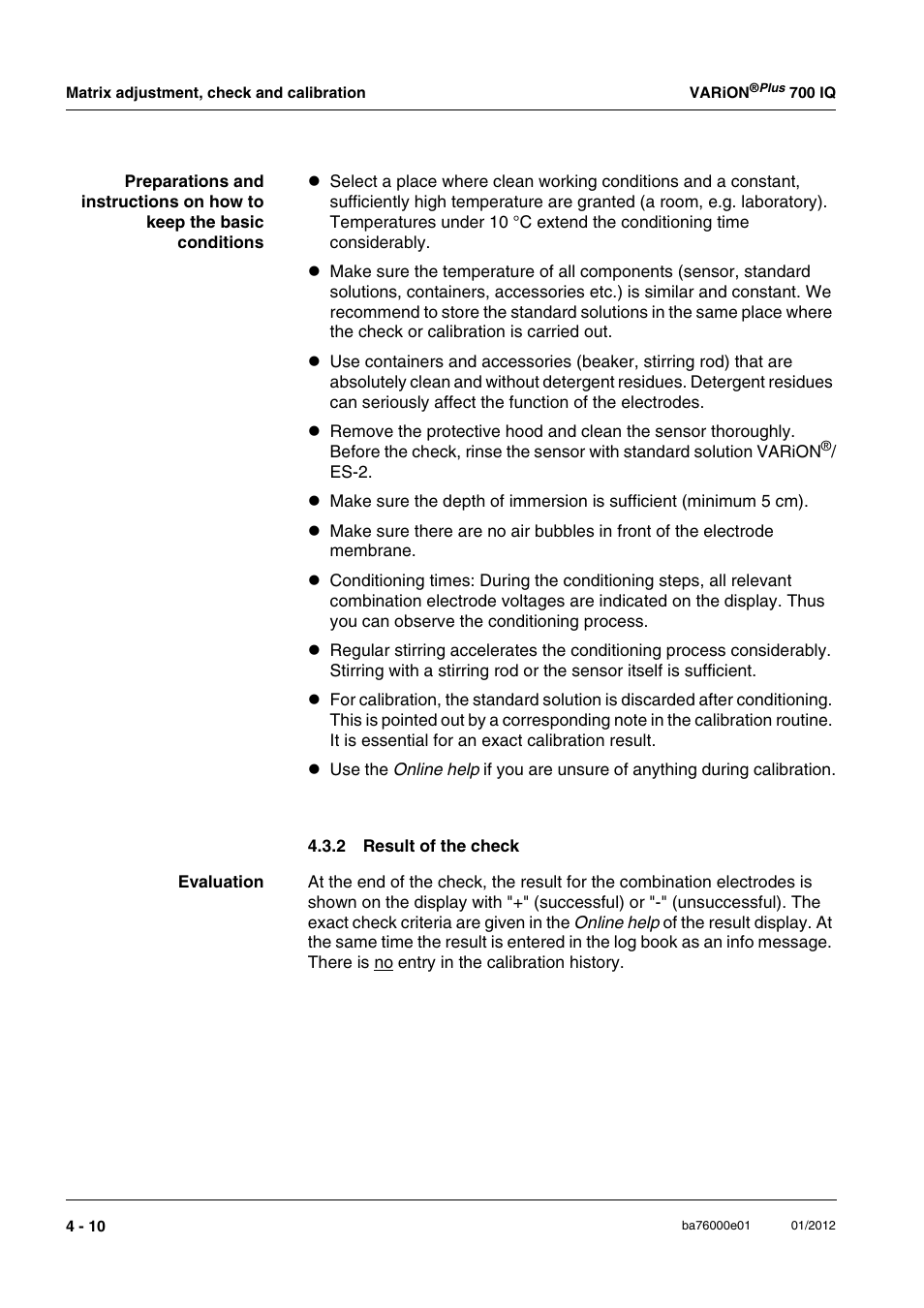 2 result of the check, Result of the check -10 | YSI IQ S ENSOR N ET VARiON Plus 700 IQ User Manual | Page 40 / 72