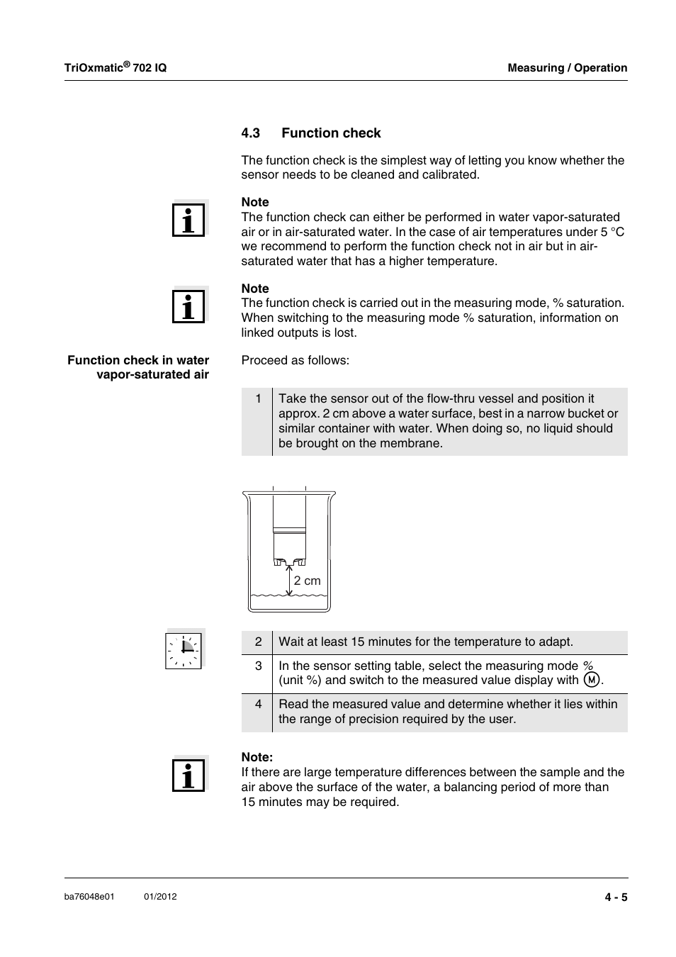 3 function check, Function check -5 | YSI IQ S ENSOR N ET TriOxmatic  702 IQ User Manual | Page 21 / 54