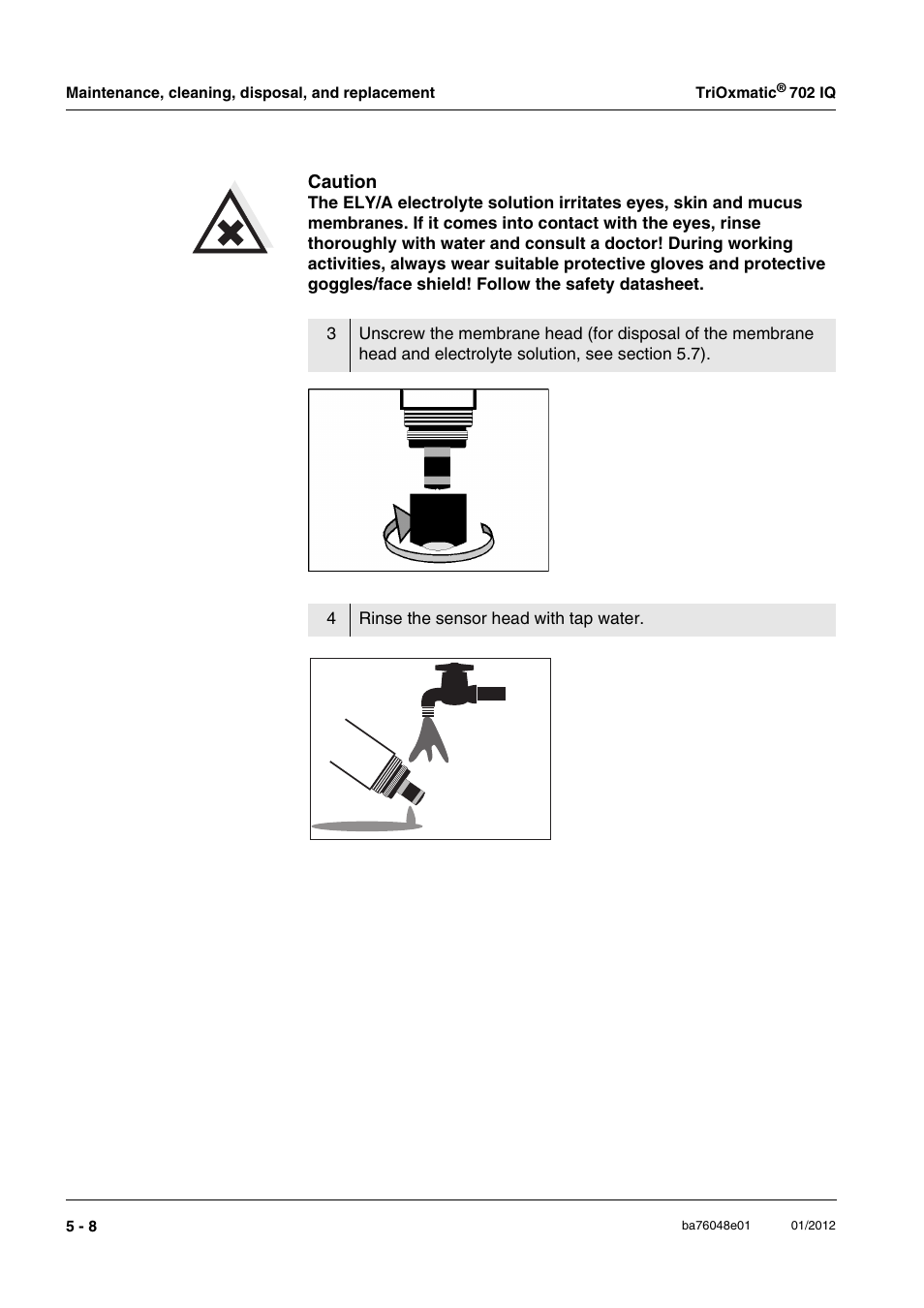 Caution | YSI IQ S ENSOR N ET TriOxmatic  702 IQ User Manual | Page 30 / 54