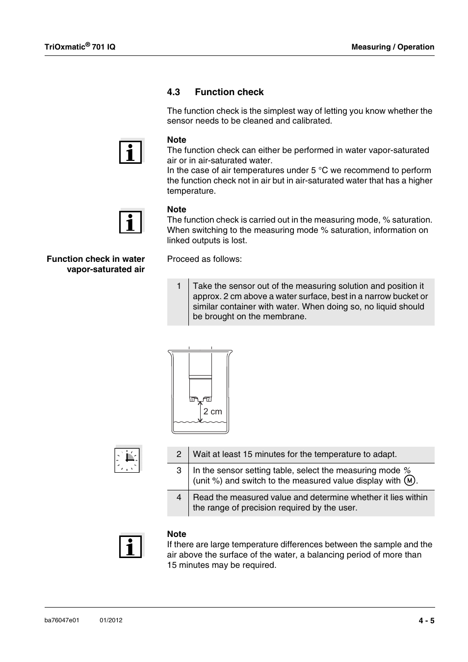 3 function check, Function check -5 | YSI IQ S ENSOR N ET TriOxmatic  701 IQ User Manual | Page 21 / 58