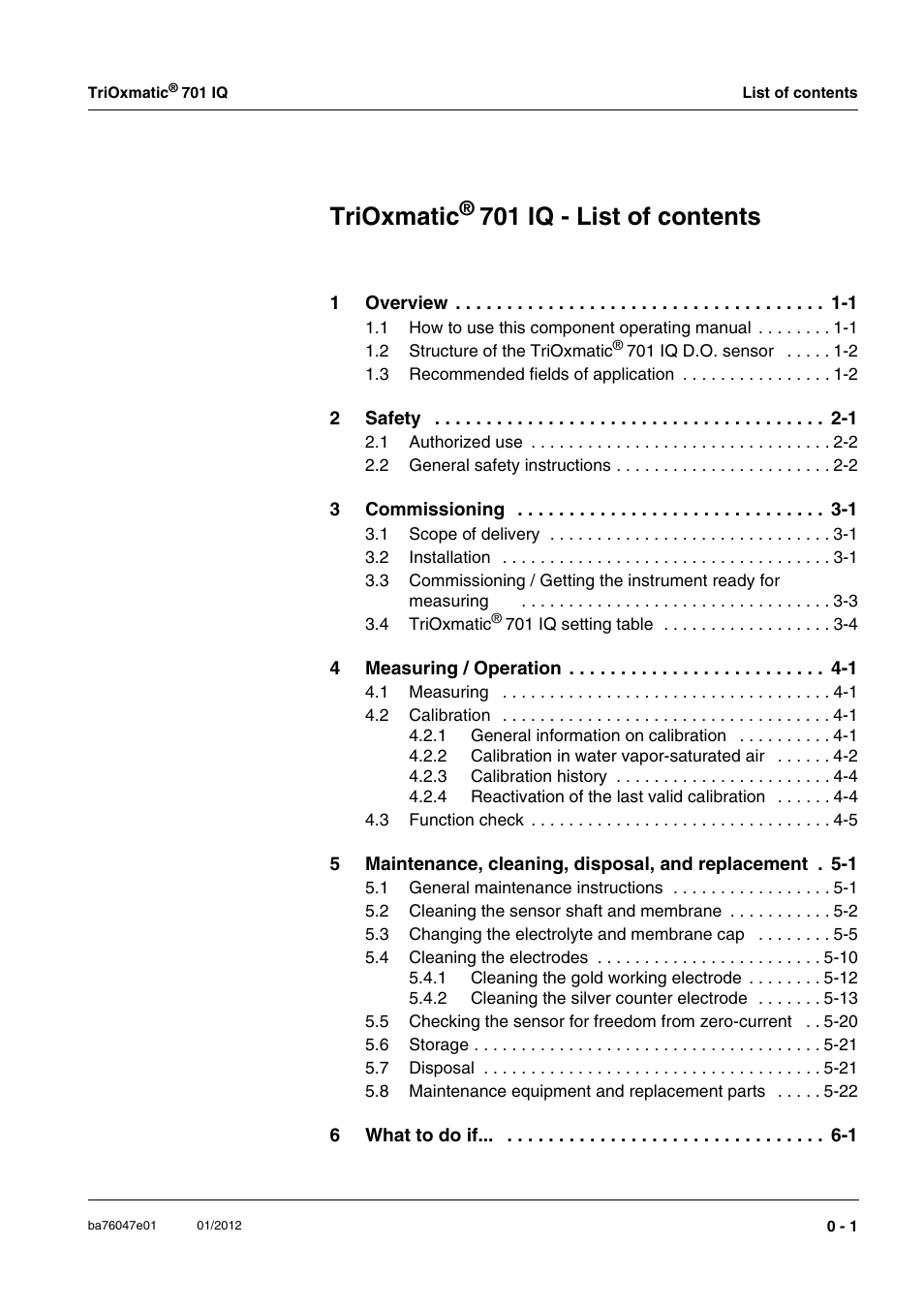Trioxmatic, 701 iq - list of contents | YSI IQ S ENSOR N ET TriOxmatic  701 IQ User Manual | Page 3 / 58