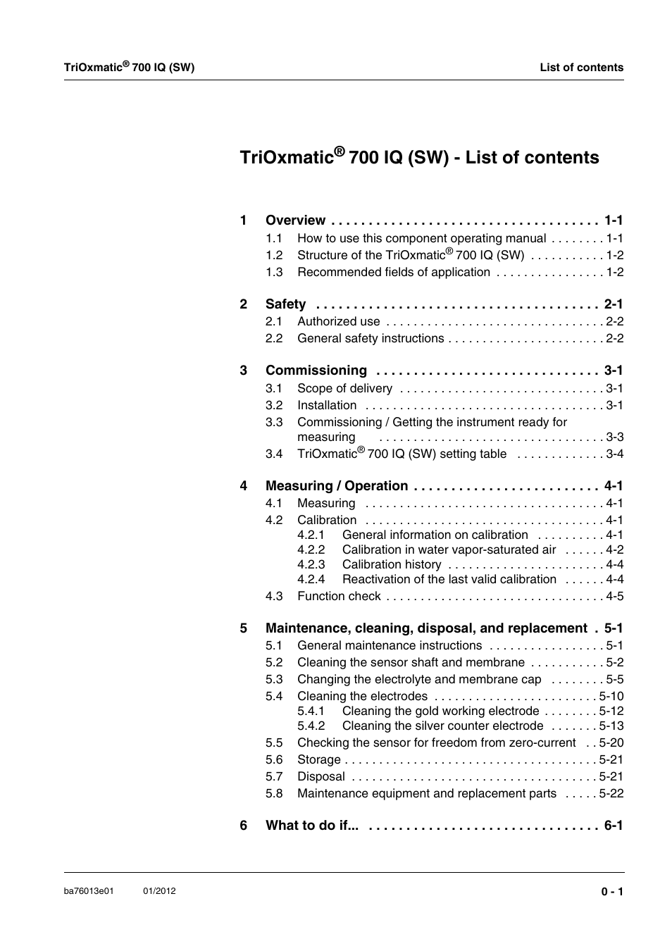 Trioxmatic, 700 iq (sw) - list of contents | YSI IQ S ENSOR N ET TriOxmatic  700 IQ (SW) User Manual | Page 3 / 58