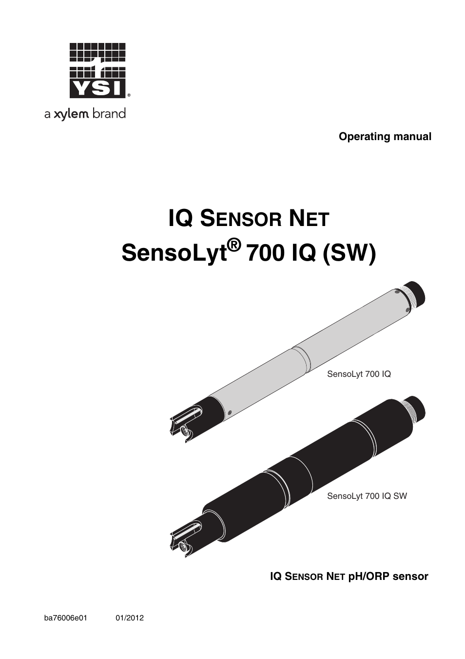 YSI IQ SensorNet SensoLyt Sensor 700 IQ (SW) User Manual | 46 pages