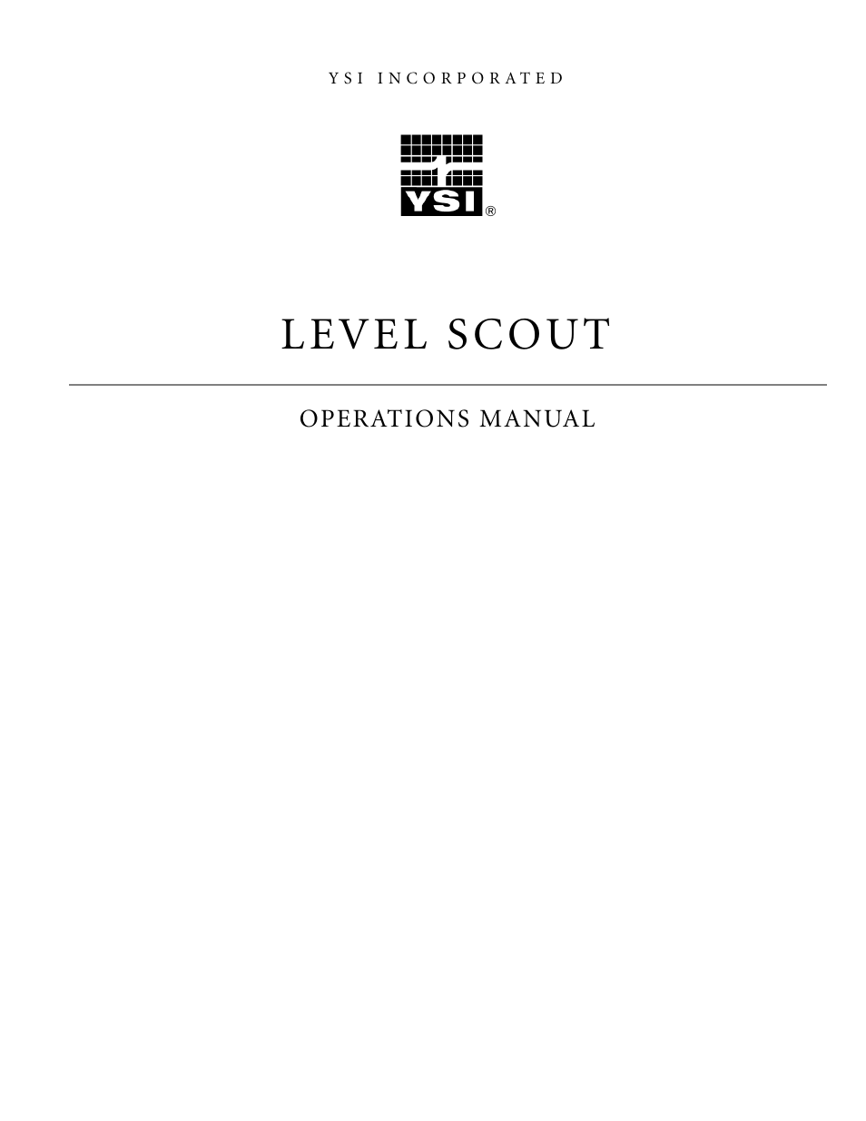 YSI Level Scout User Manual | 54 pages