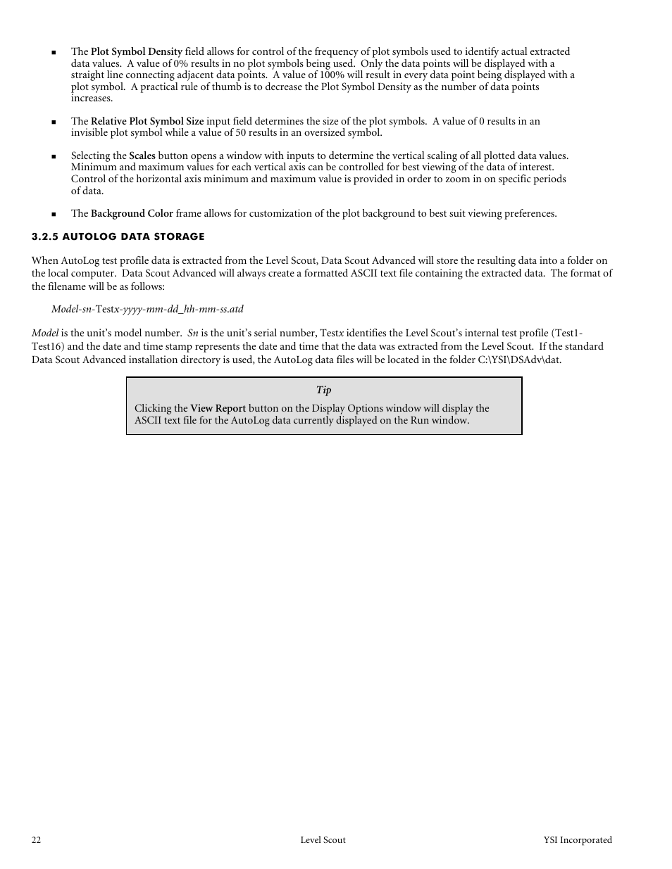 5 autolog data storage | YSI Level Scout User Manual | Page 24 / 54