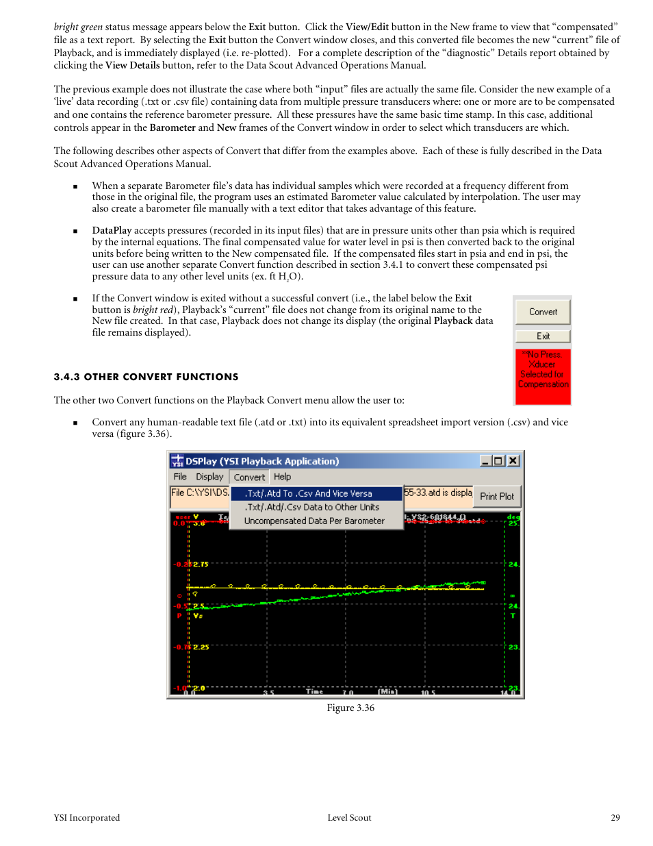 3 other convert functions | YSI Level Scout User Manual | Page 31 / 54