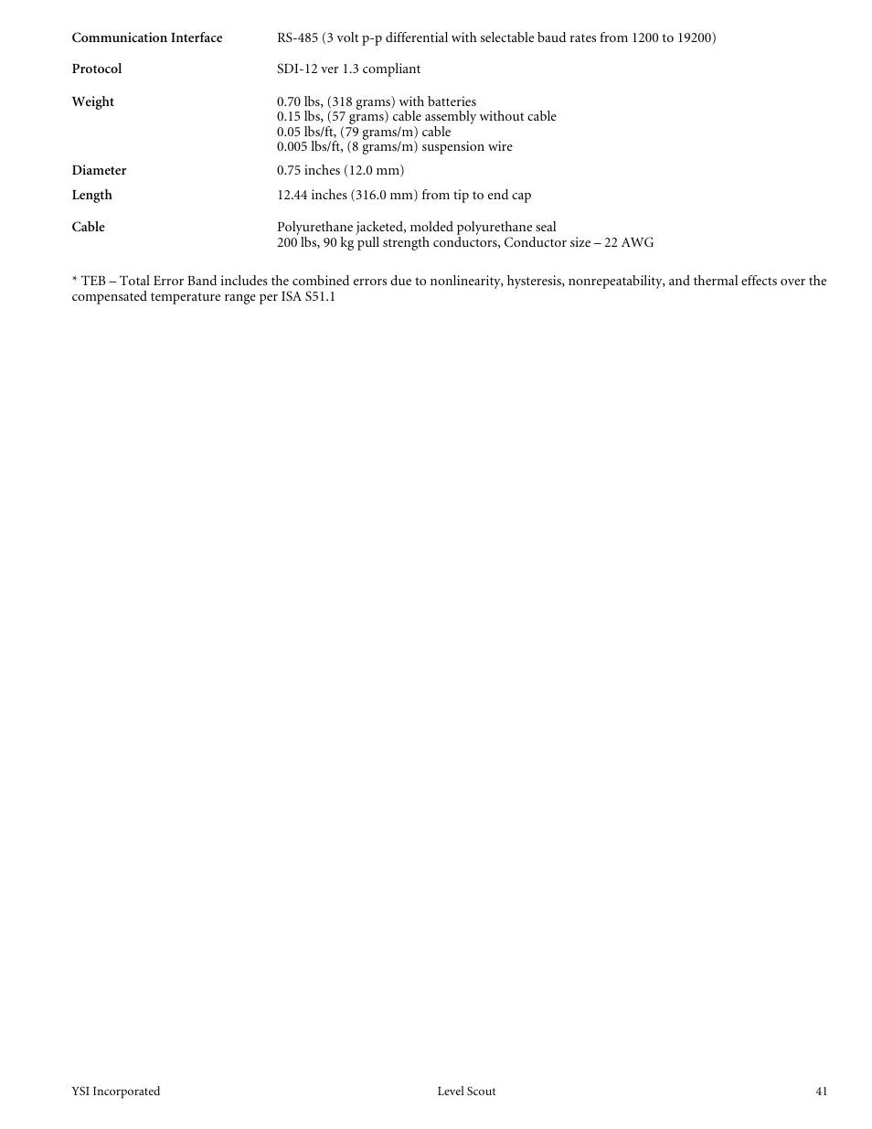 YSI Level Scout User Manual | Page 43 / 54
