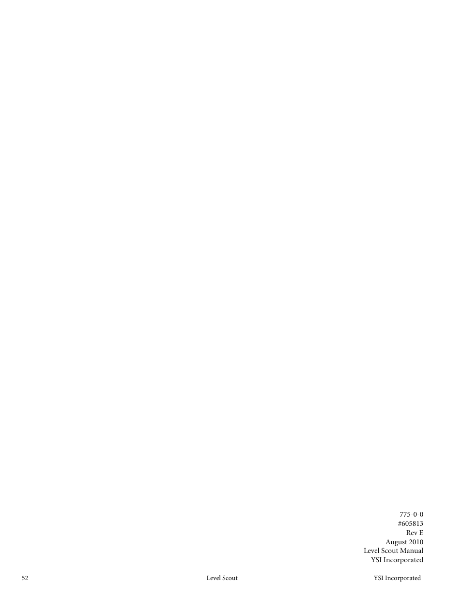 YSI Level Scout User Manual | Page 54 / 54